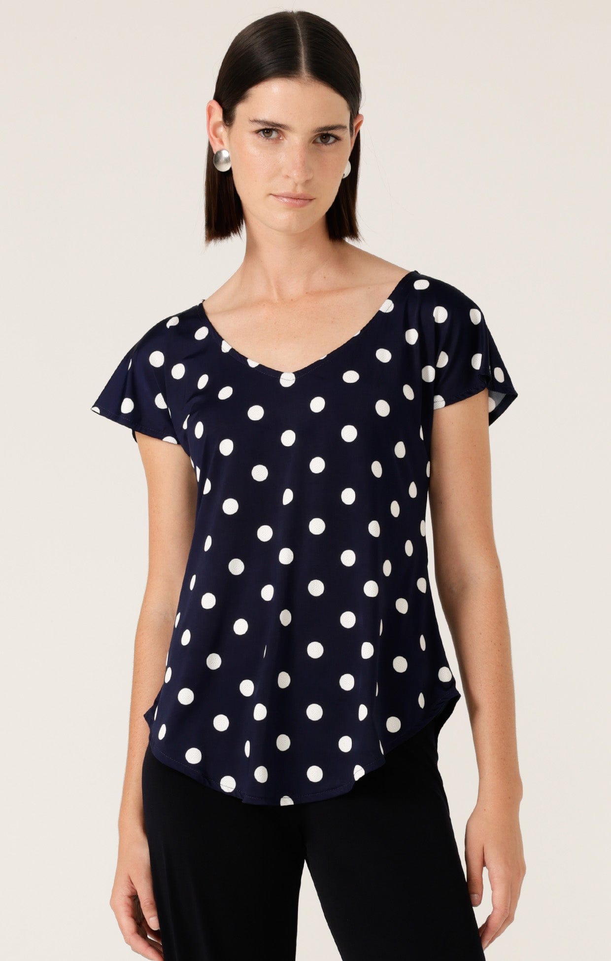 Tops Multi Occasion ANALIA TOP IN NAVY WHITE SPOT