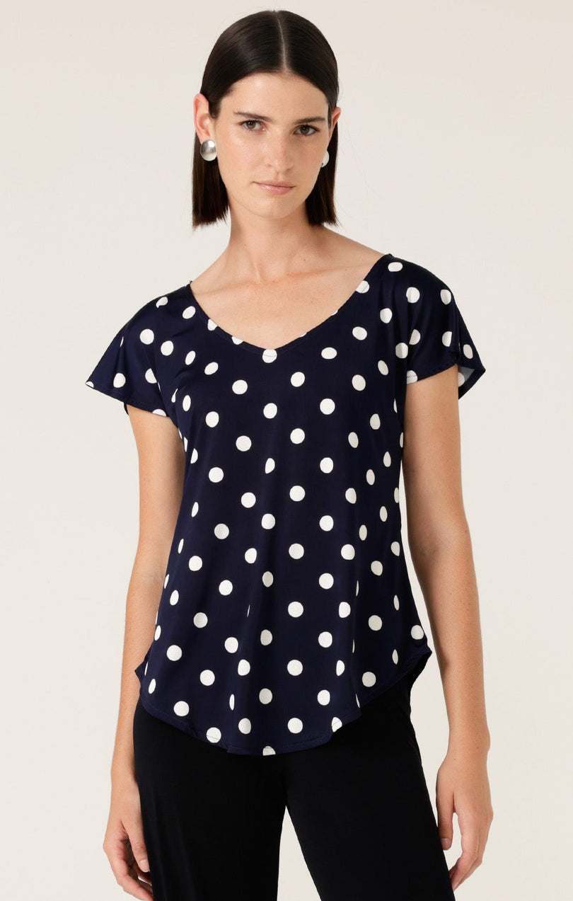Tops Multi Occasion ANALIA TOP IN NAVY WHITE SPOT