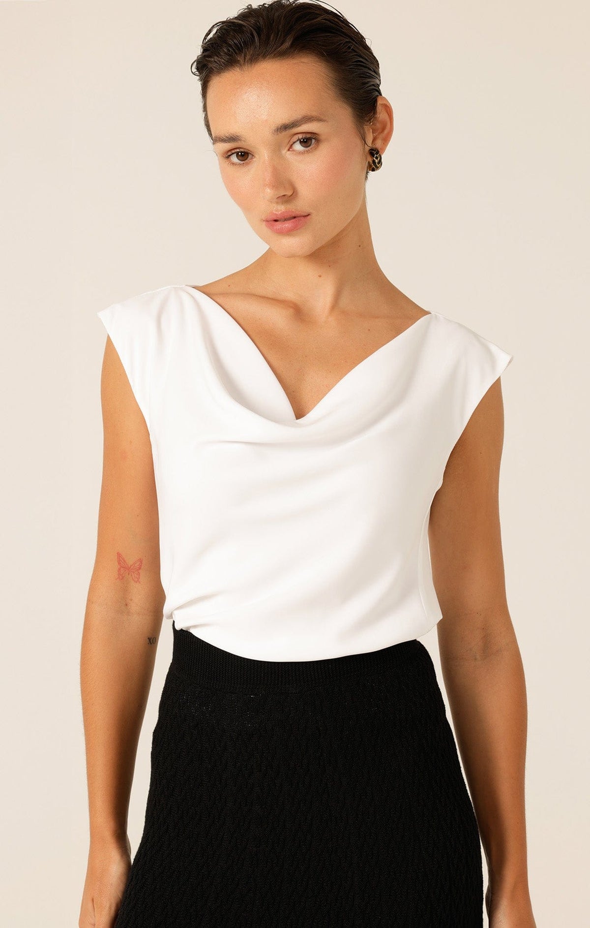 Tops COWL BIAS TOP IN IVORY