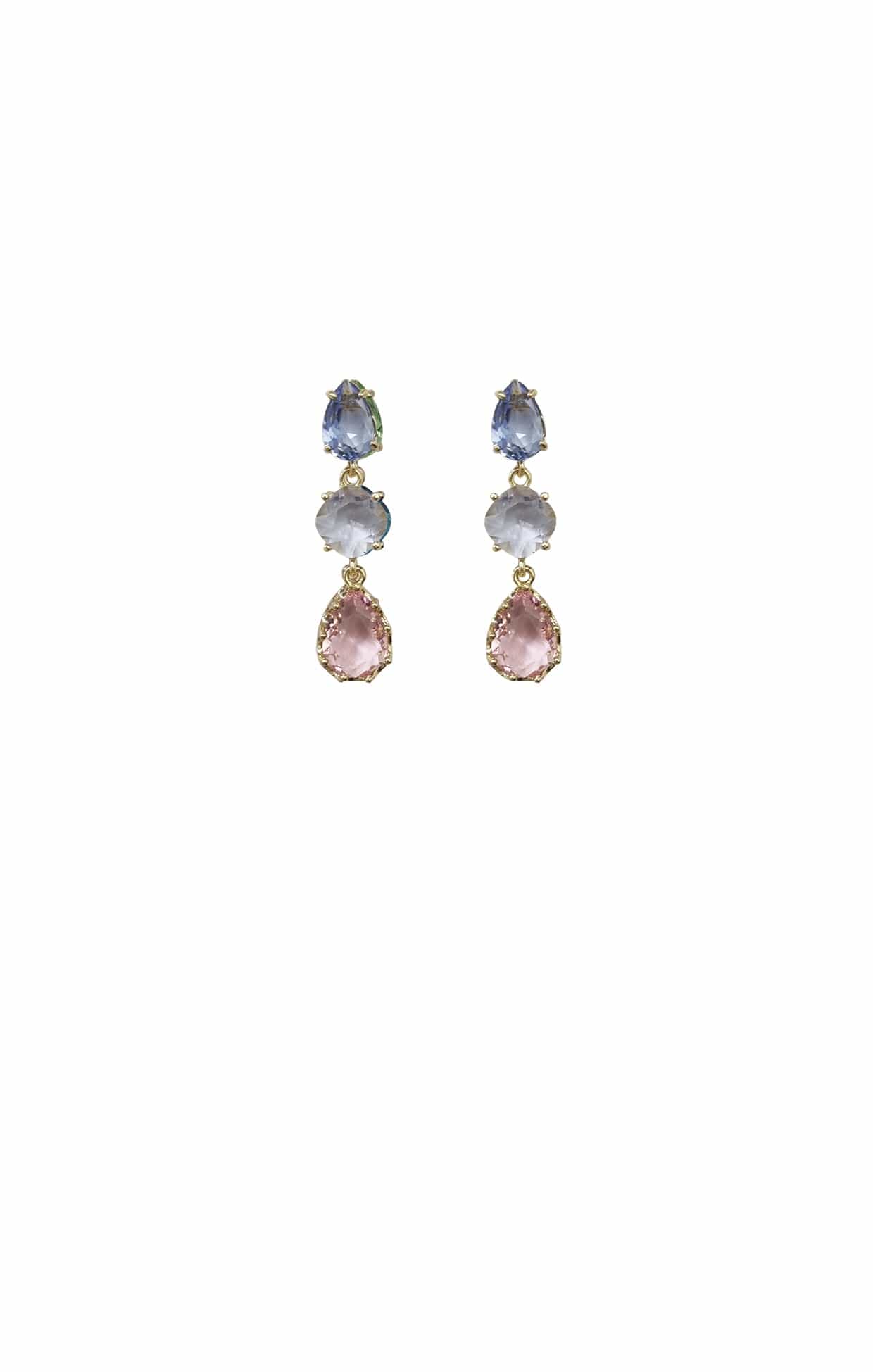 Earrings OS / PINK MULTI ELOWEN TRI DROP EARRINGS IN PINK MULTI