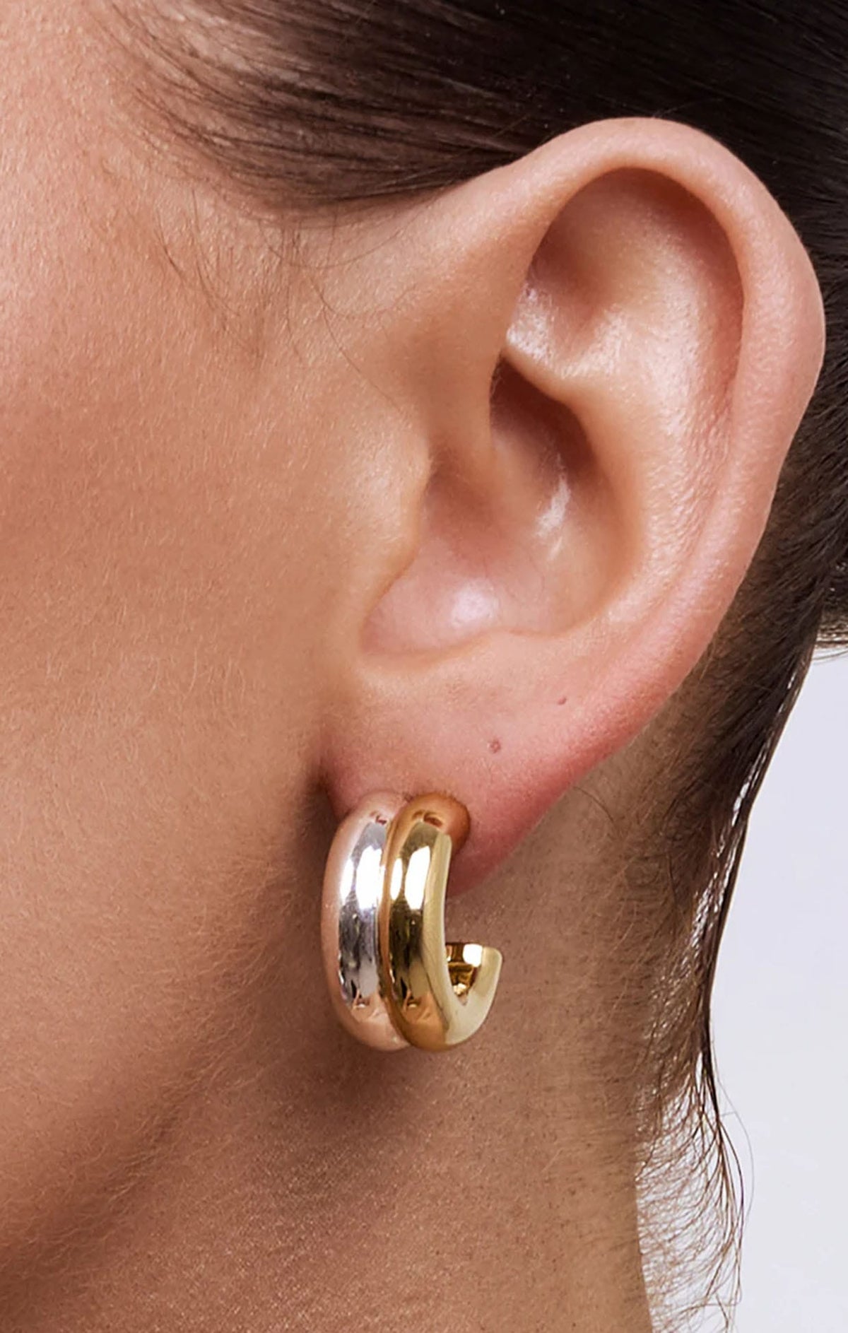 Earrings OS / GOLD SILVER MIRANDA TWO TONE EARRINGS