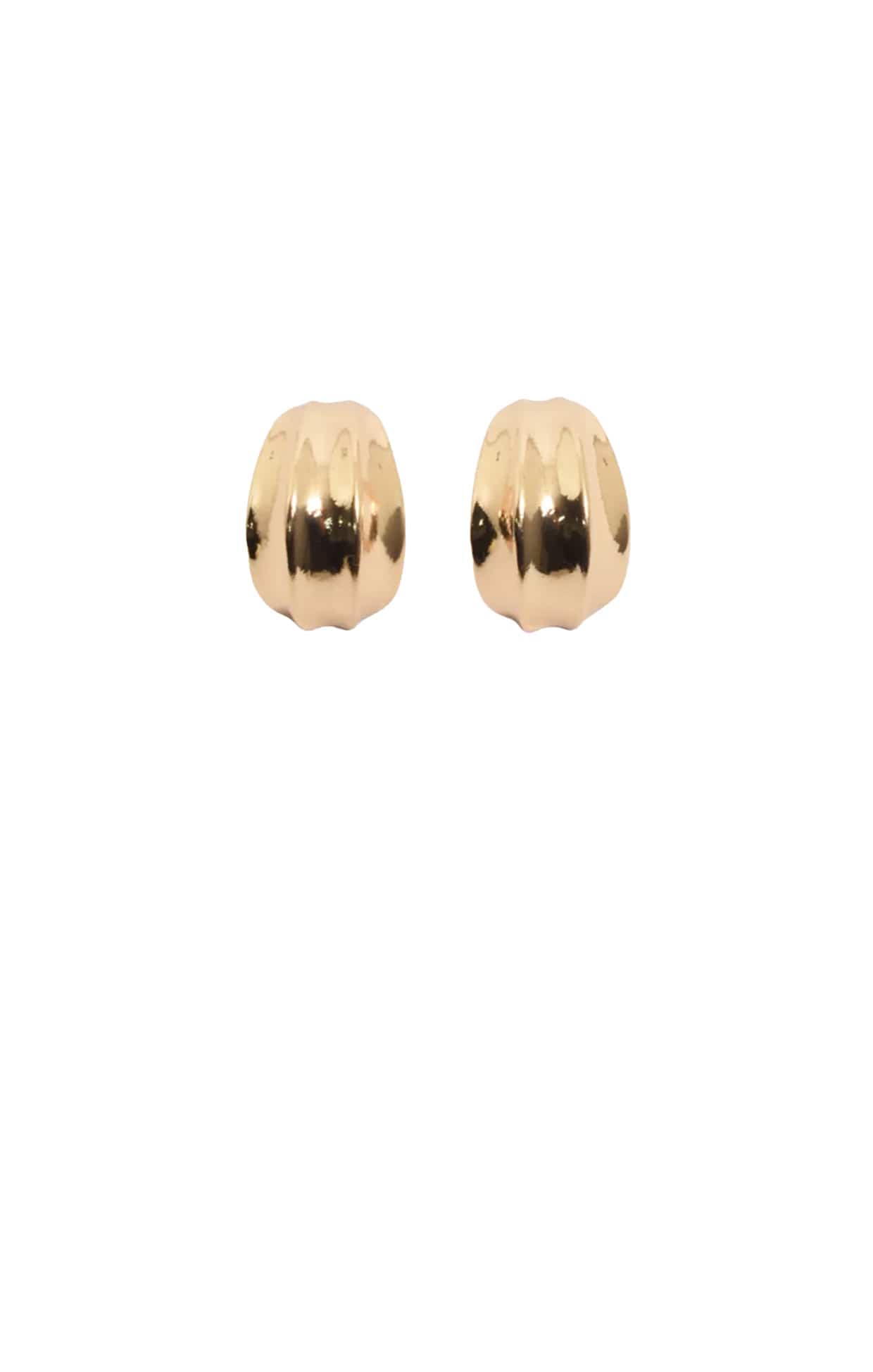 Earrings OS / GOLD CURVED METAL HOOPS IN GOLD