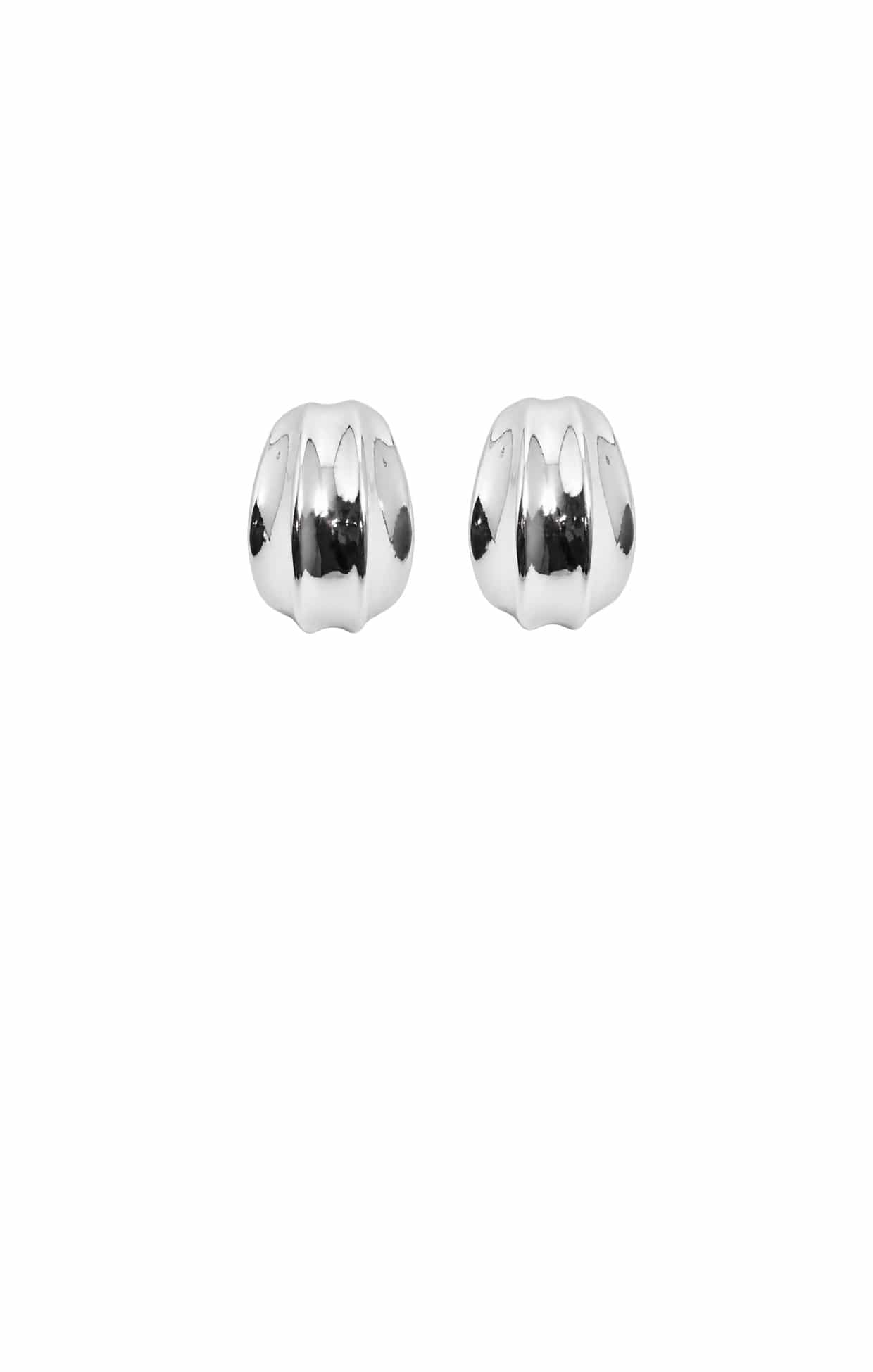 Earrings OS / SILVER CURVED METAL HOOPS IN SILVER