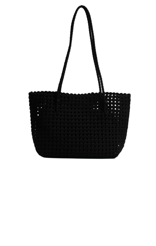 Bags OS / BLACK MERRIN WOVEN SATIN TOTE IN BLACK
