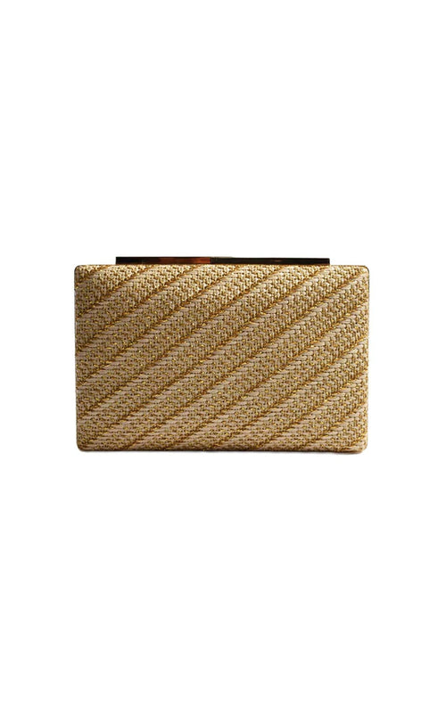 Bags OS / NATURAL SOLEI WOVEN STRUCTURED CLUTCH BAG IN NATURAL