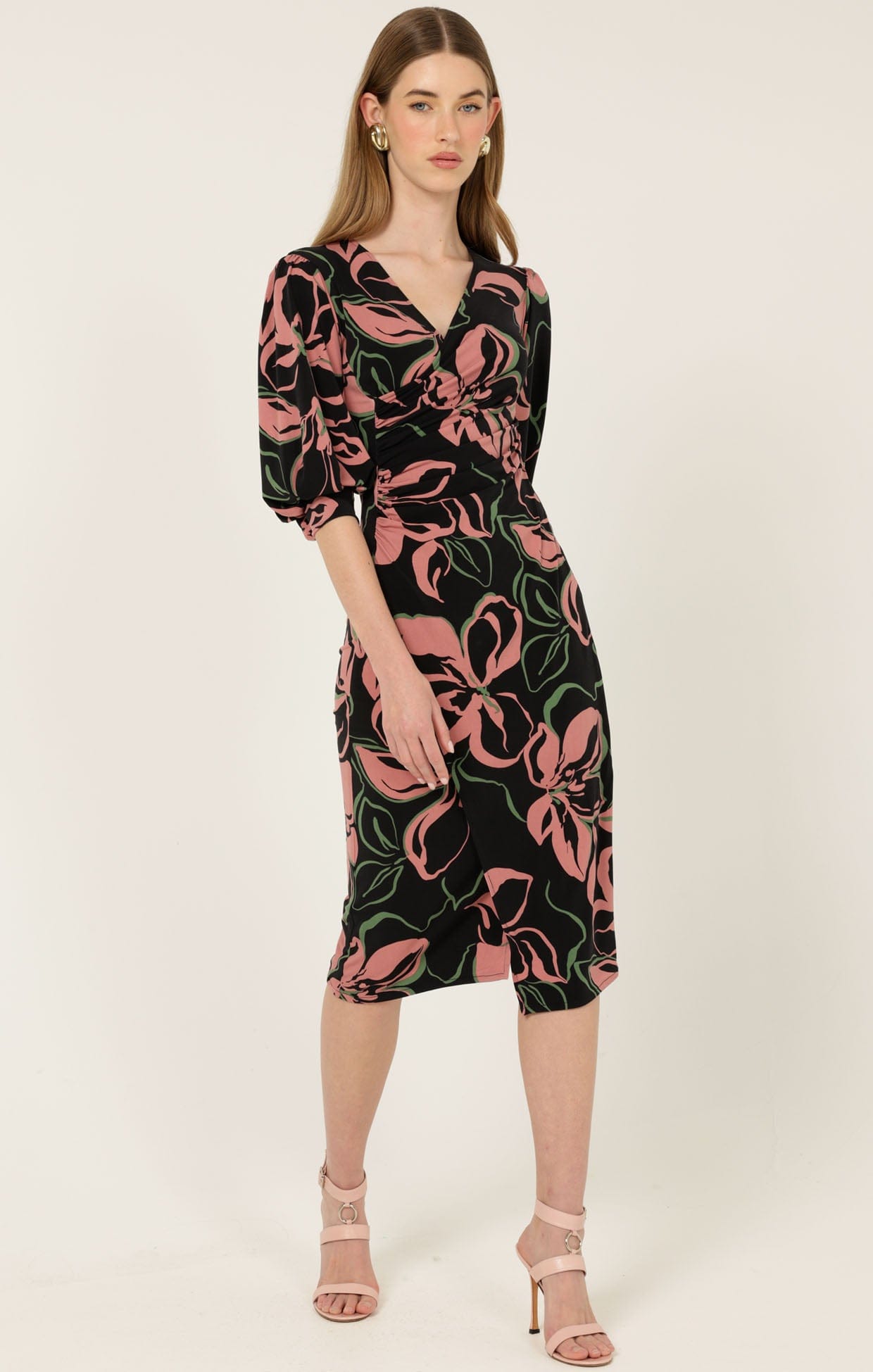 leandra jersey midi dress LEANDRA CORDED SLIP MIDI DRESS main image 0