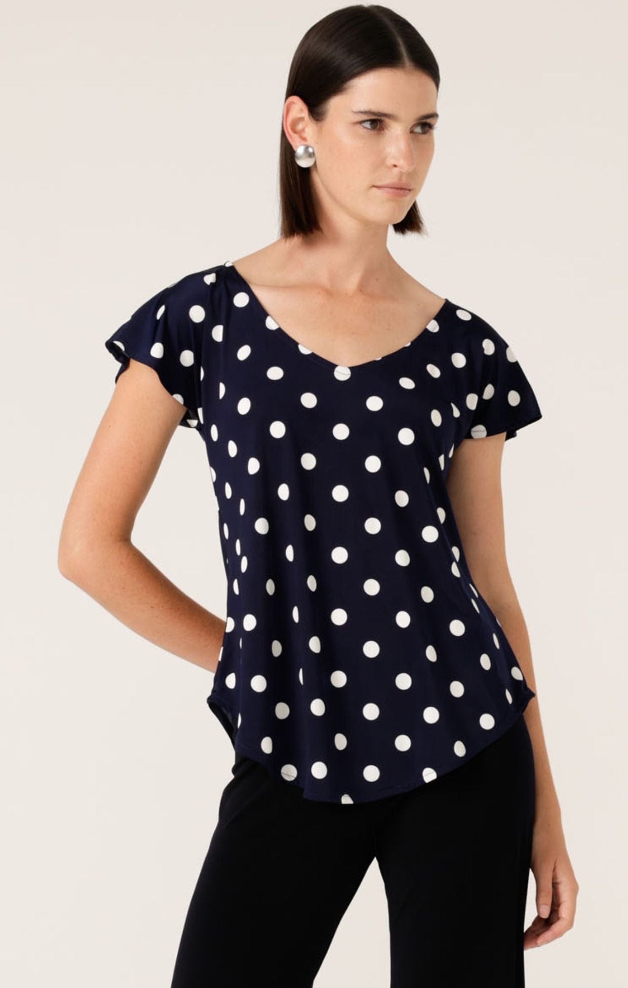 Tops Multi Occasion ANALIA TOP IN NAVY WHITE SPOT