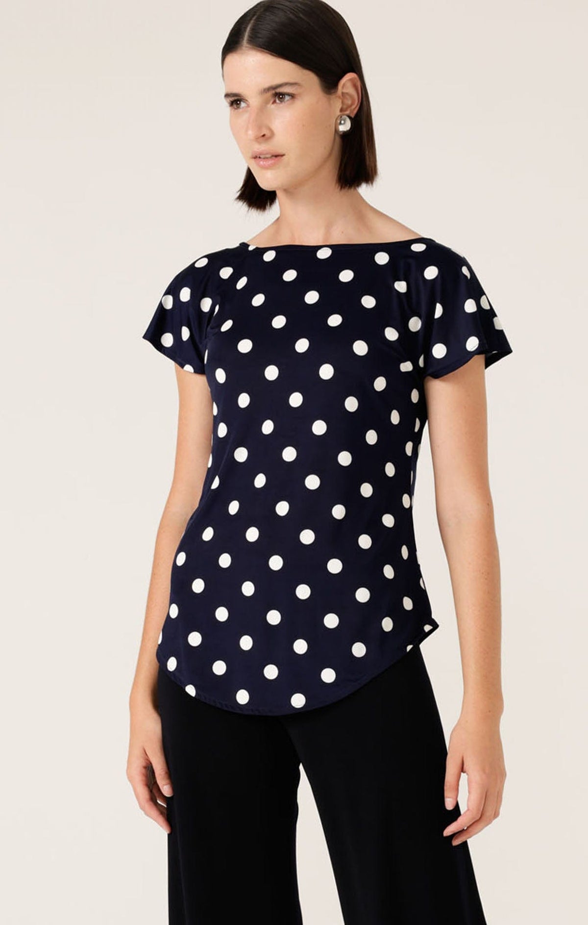Tops Multi Occasion ANALIA TOP IN NAVY WHITE SPOT