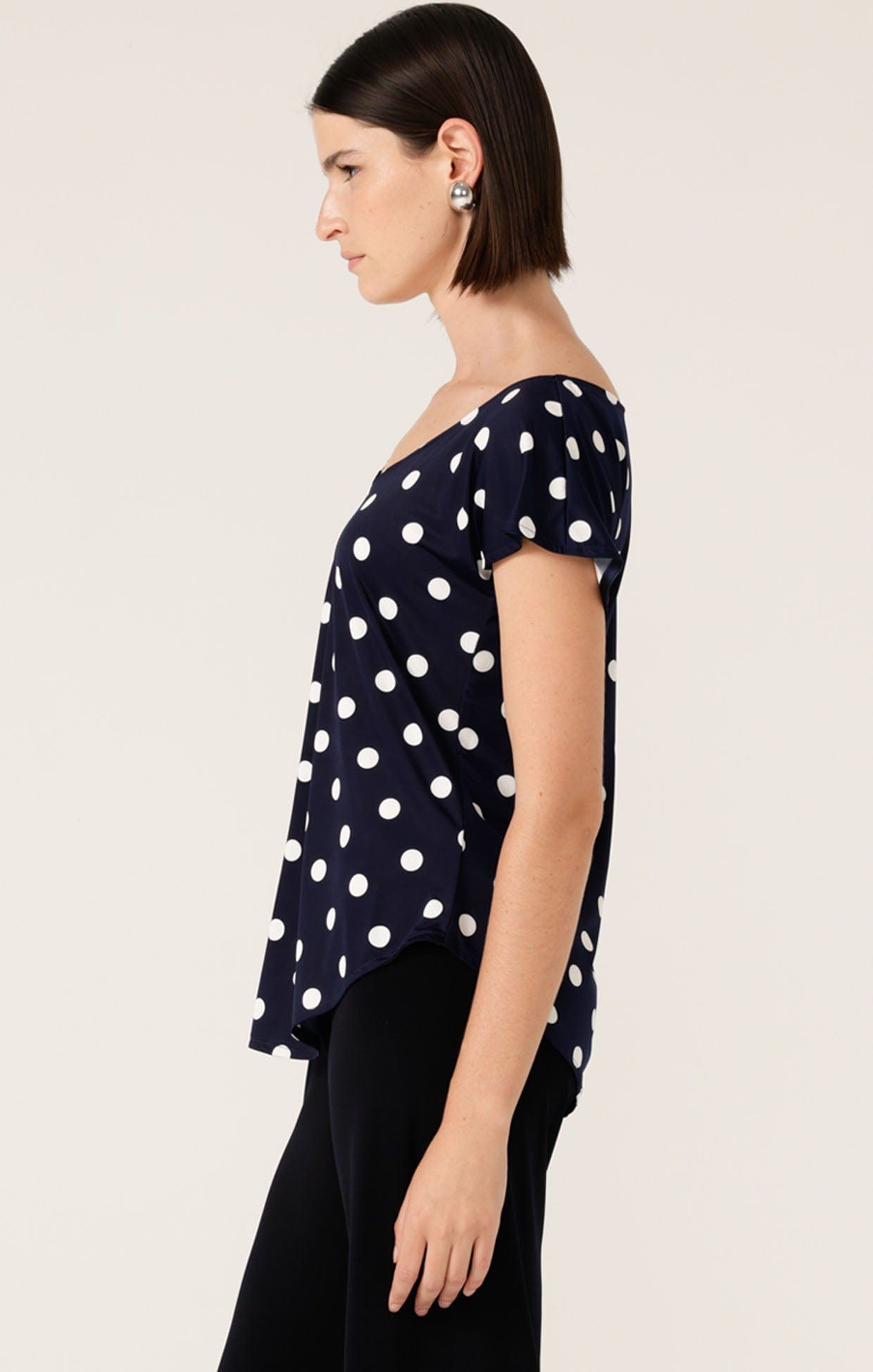 Tops Multi Occasion ANALIA TOP IN NAVY WHITE SPOT