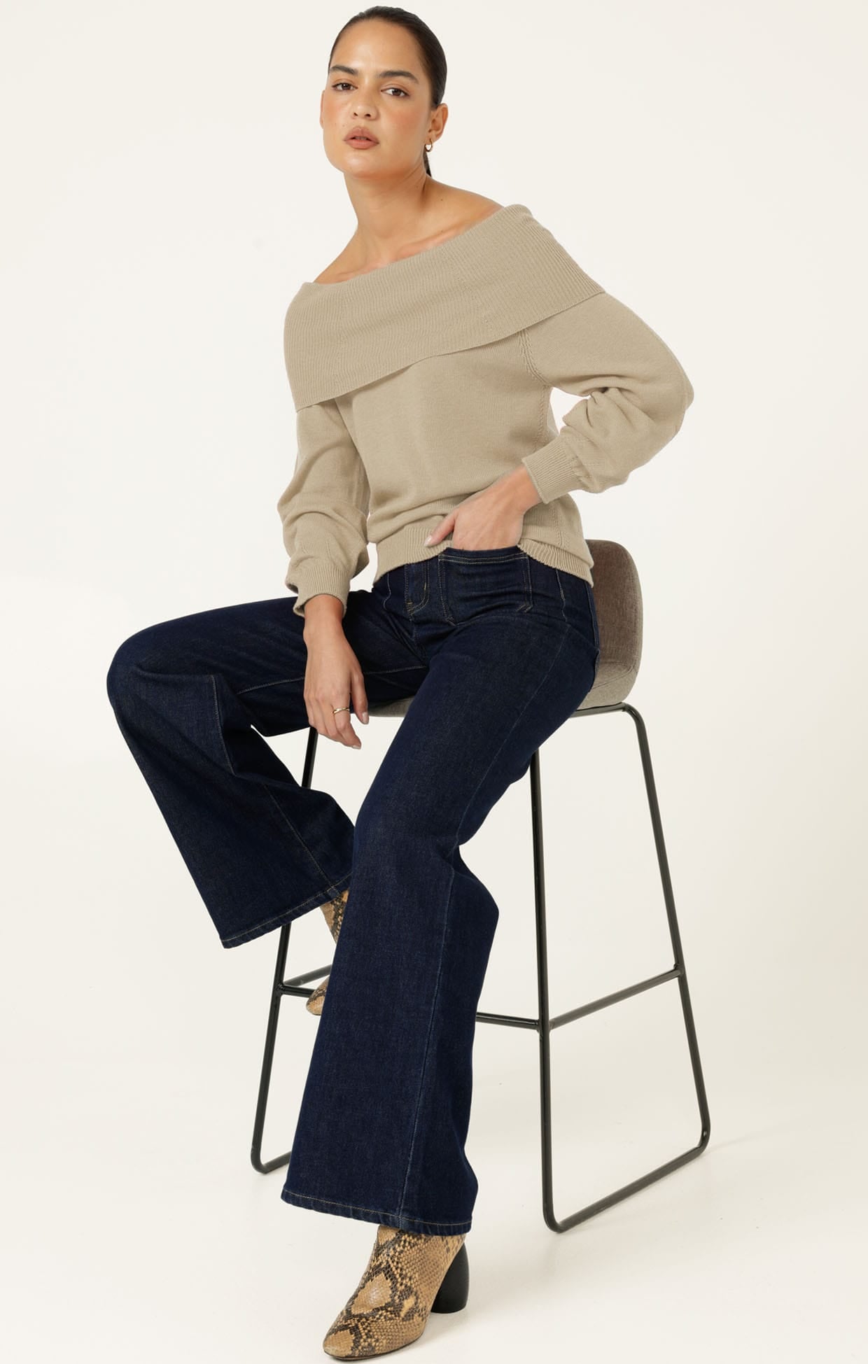 Knitwear ANDRENA KNIT TOP IN OATMEAL