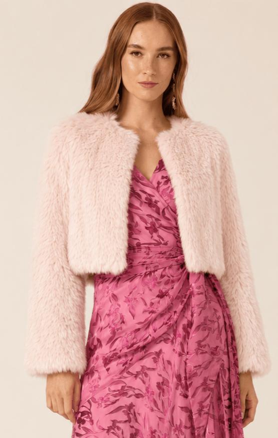 Jackets LUXE FUR JACKET IN BABY PINK