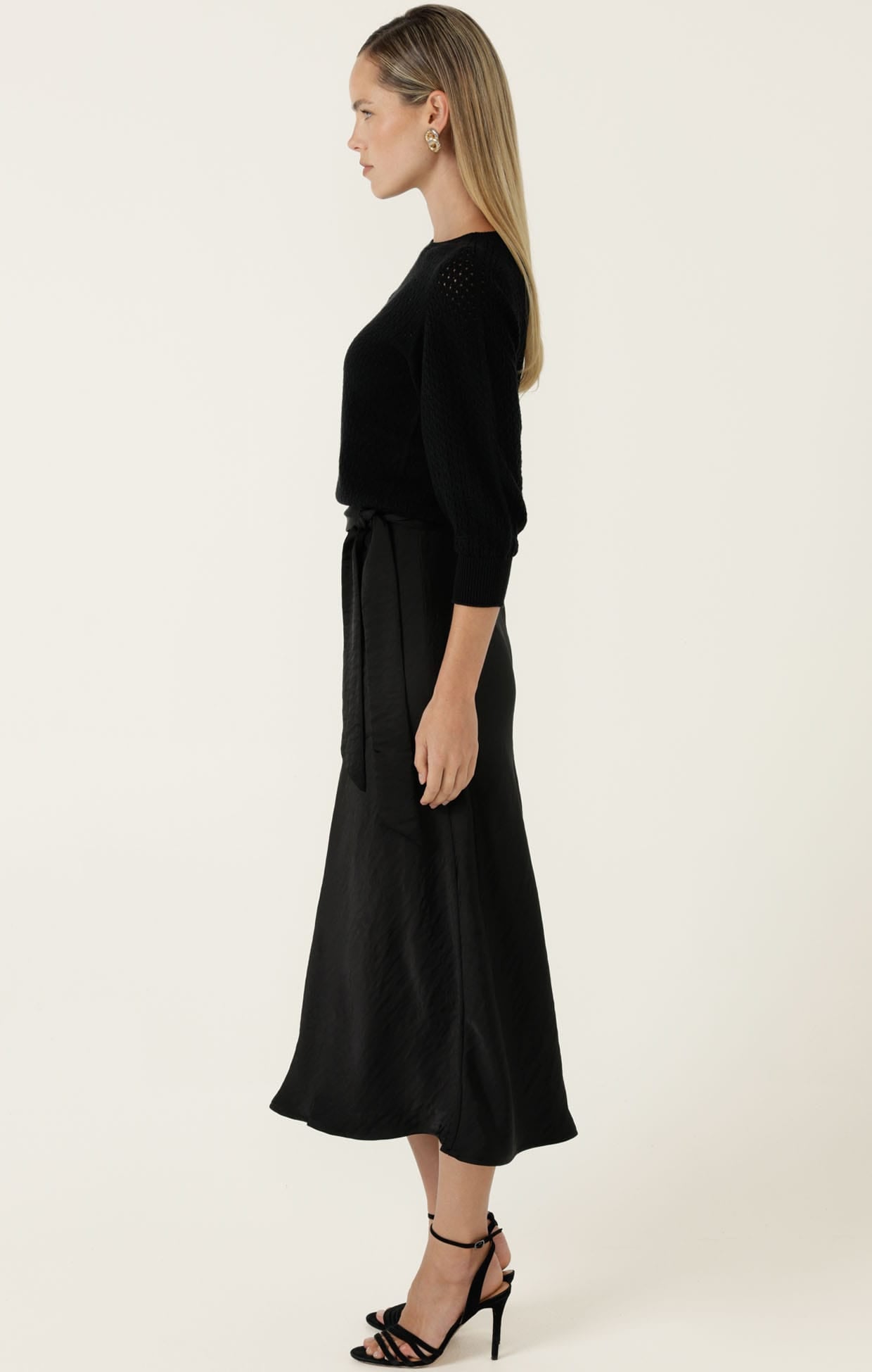 Skirts Multi Occasion LUXE BIAS MIDI SKIRT IN BLACK