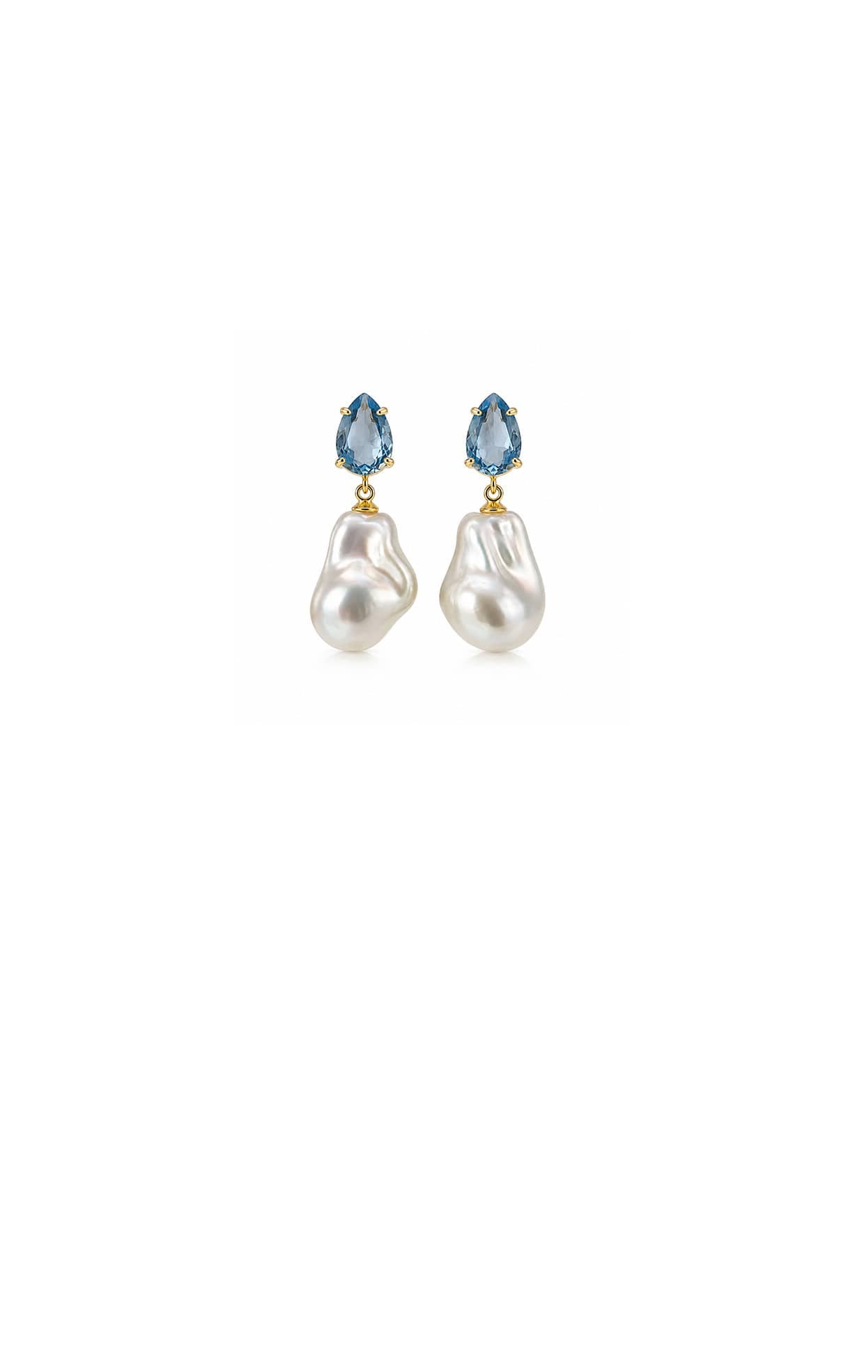 Earrings OS / LIGHT SAPPHIRE BONNIE CRYSTAL PEARL DROP EARRINGS IN LIGHT SAPPHIRE