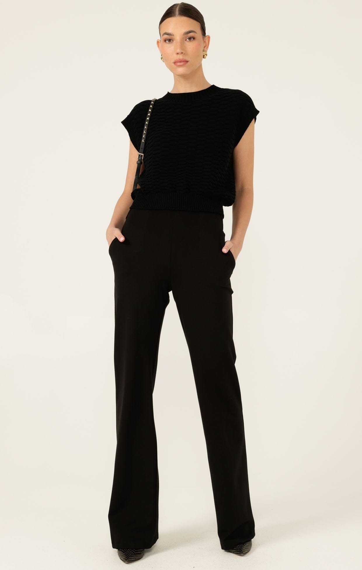 Knitwear BUBBLE KNIT TOP IN BLACK