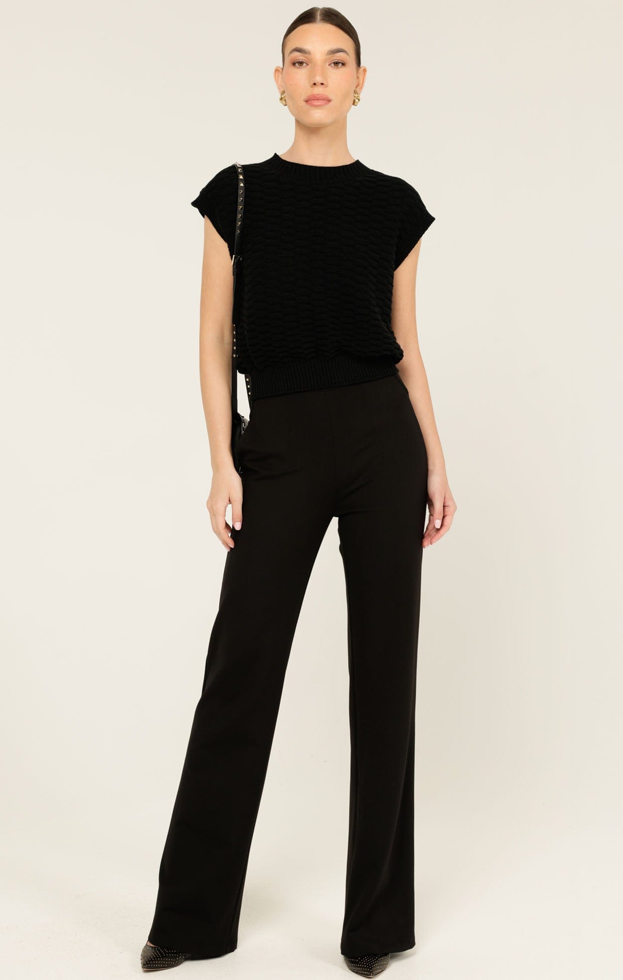 Knitwear BUBBLE KNIT TOP IN BLACK