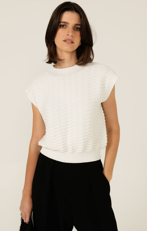 Knitwear BUBBLE KNIT TOP IN IVORY