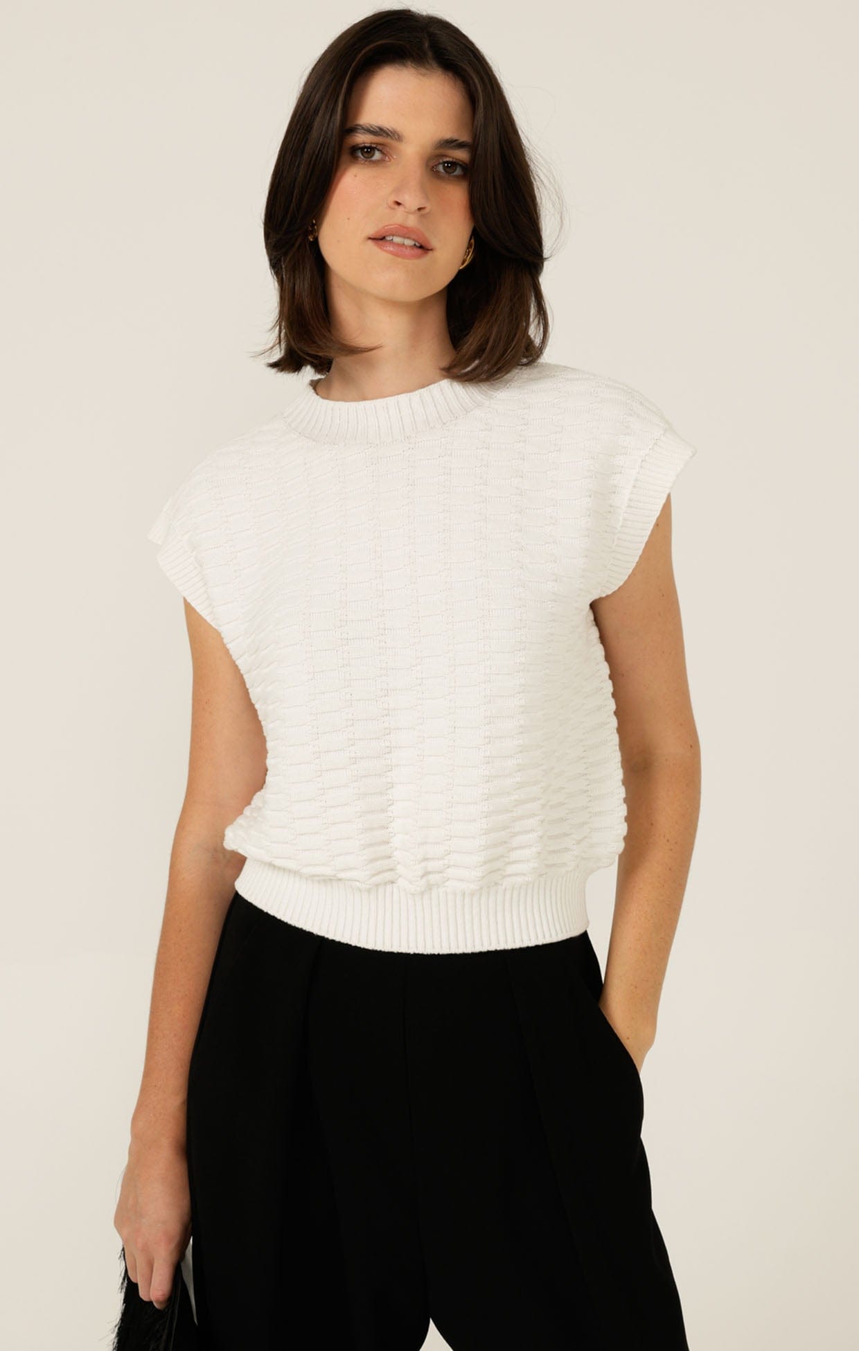 Knitwear BUBBLE KNIT TOP IN IVORY