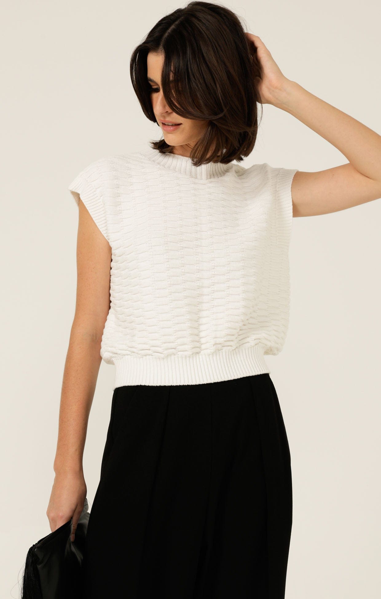 Knitwear BUBBLE KNIT TOP IN IVORY