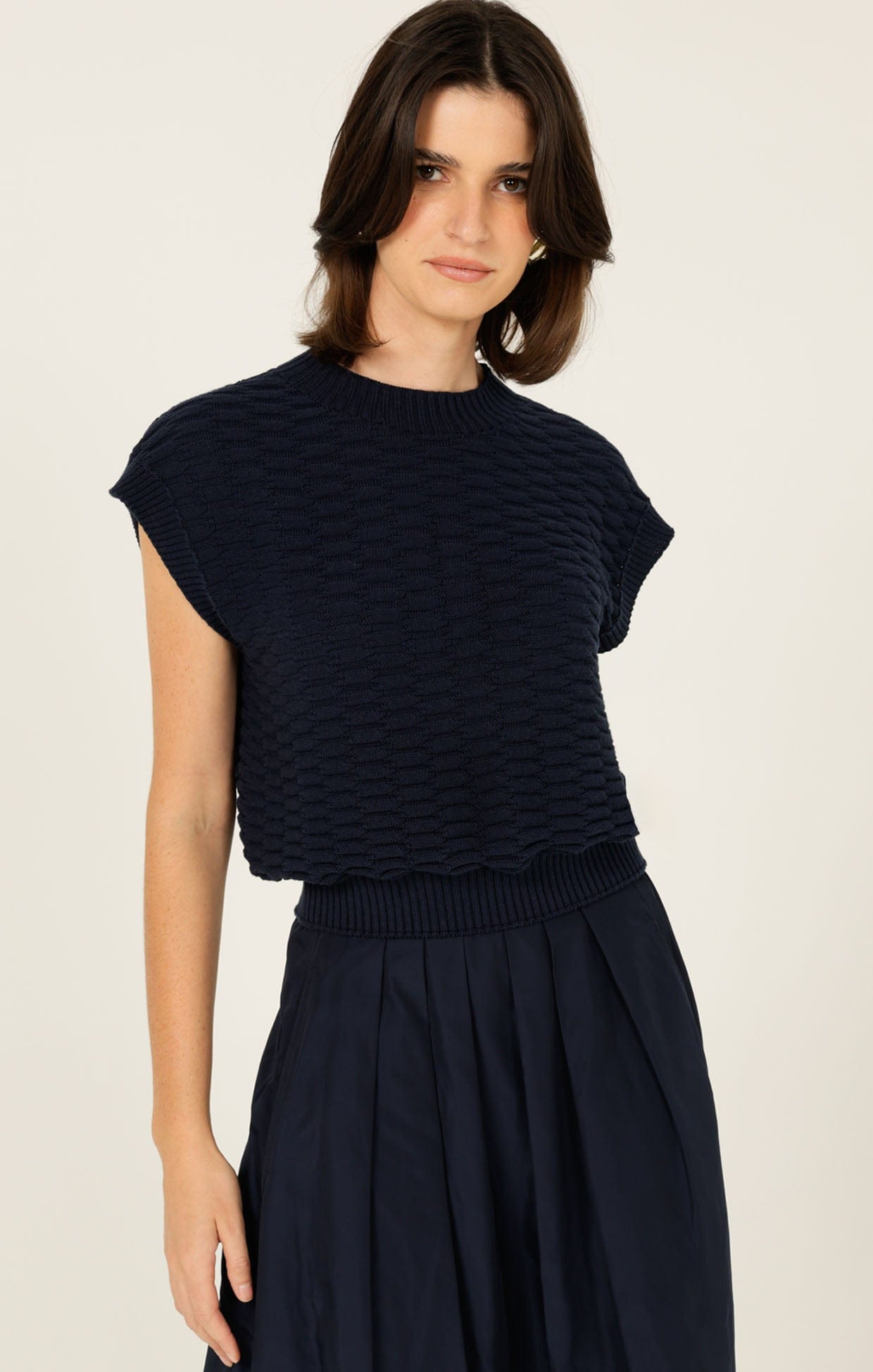 Knitwear BUBBLE KNIT TOP IN NAVY