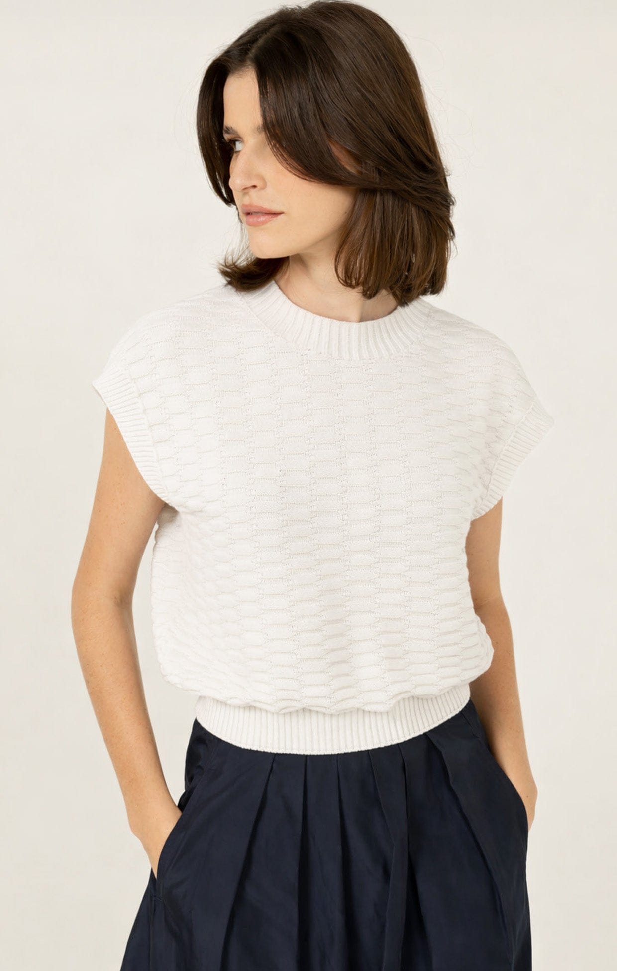 Knitwear BUBBLE KNIT TOP IN IVORY