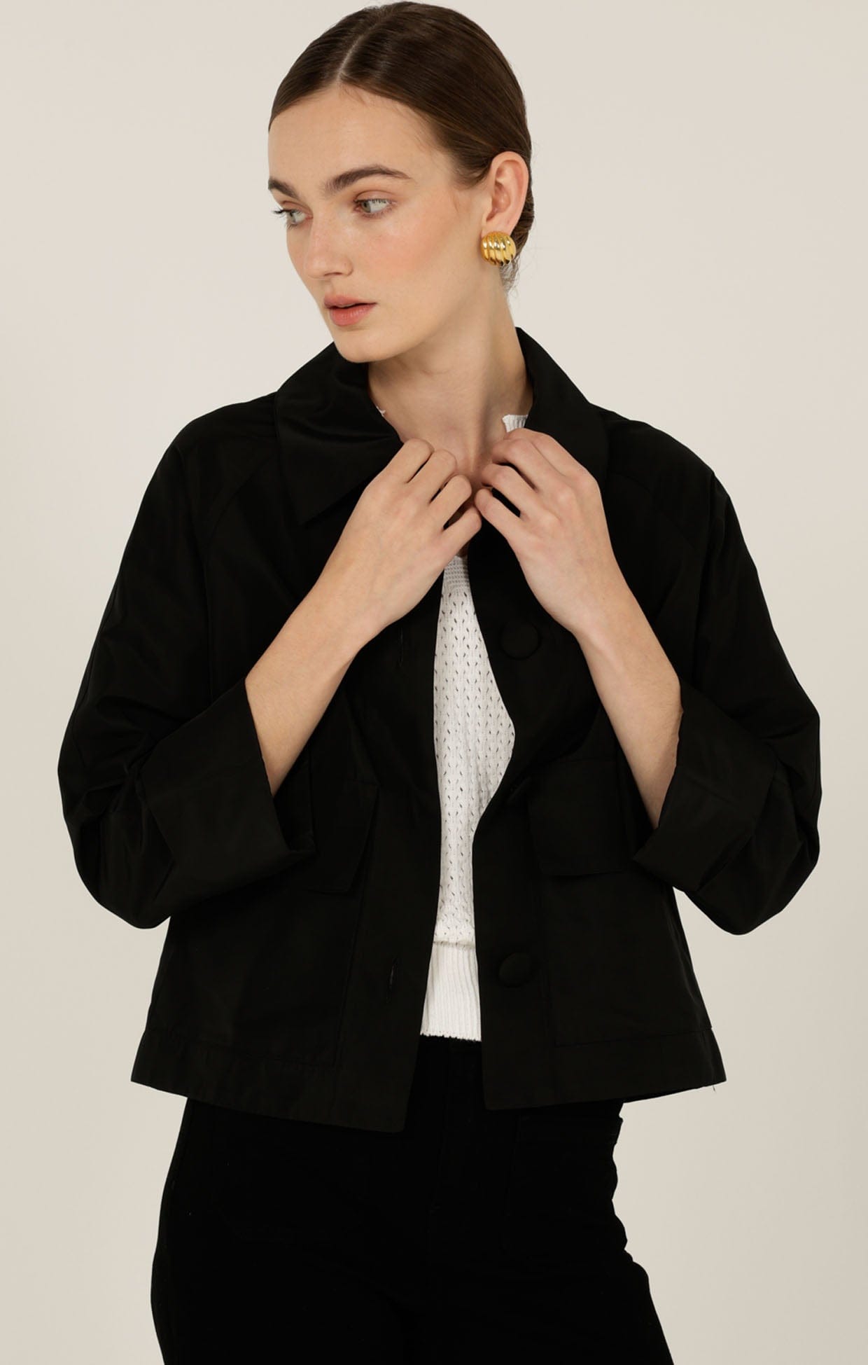 Jackets Multi Occasion BUTTON UP CROPPED JACKET