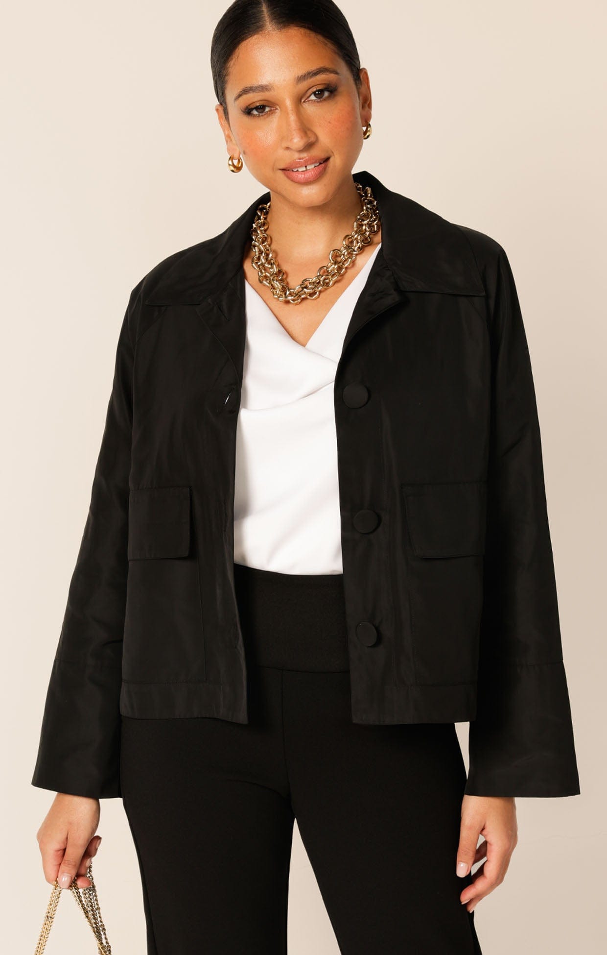 Jackets Multi Occasion BUTTON UP CROP JACKET