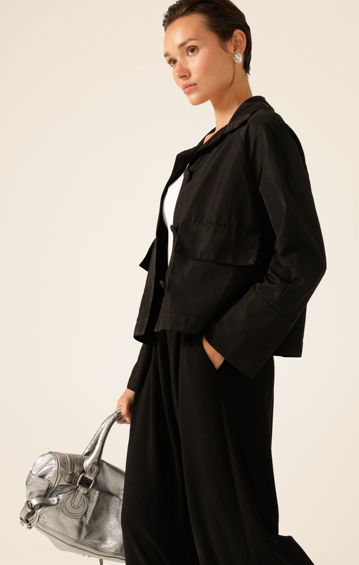 Jackets Multi Occasion BUTTON UP CROP JACKET