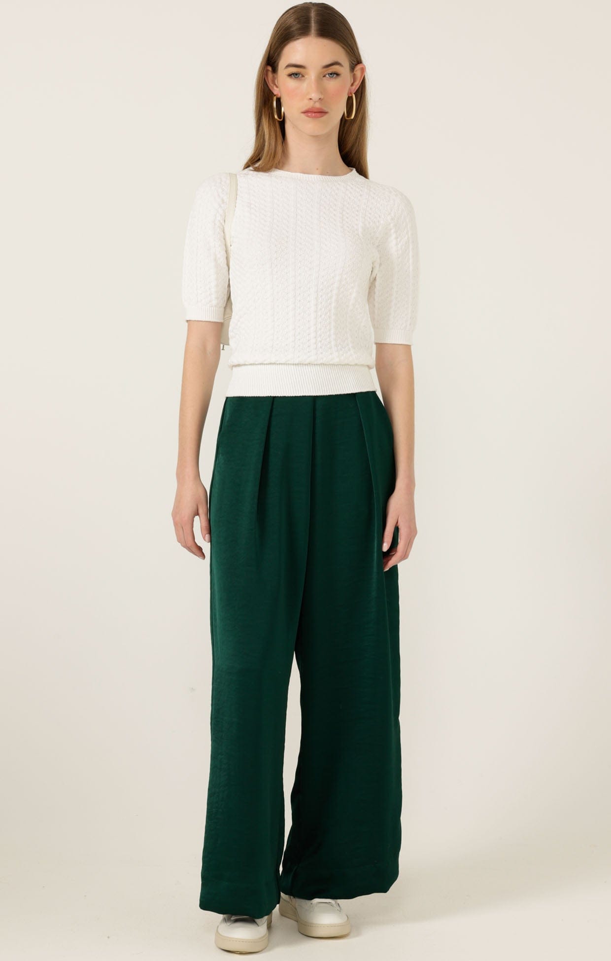 Knitwear SHORT SLEEVE CHEVRON KNIT TOP IN IVORY