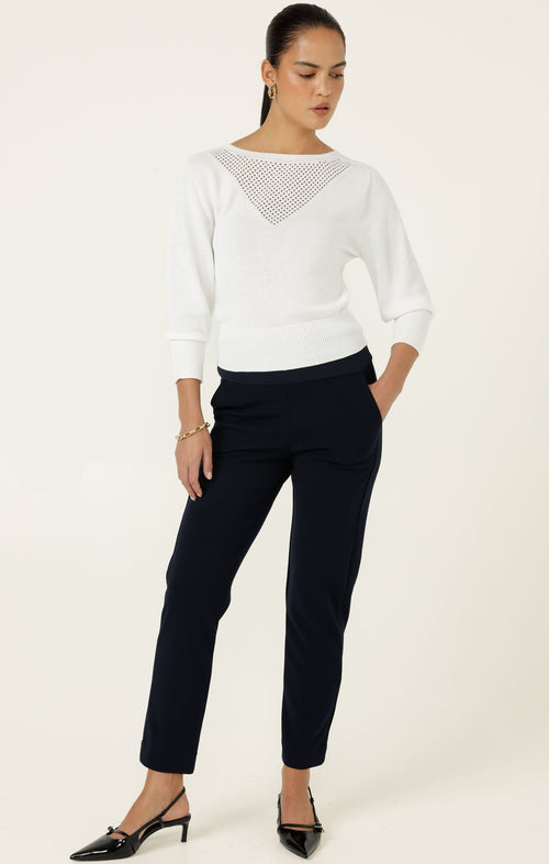 Knitwear CHLOE 3/4 SLEEVE KNIT TOP IN WHITE