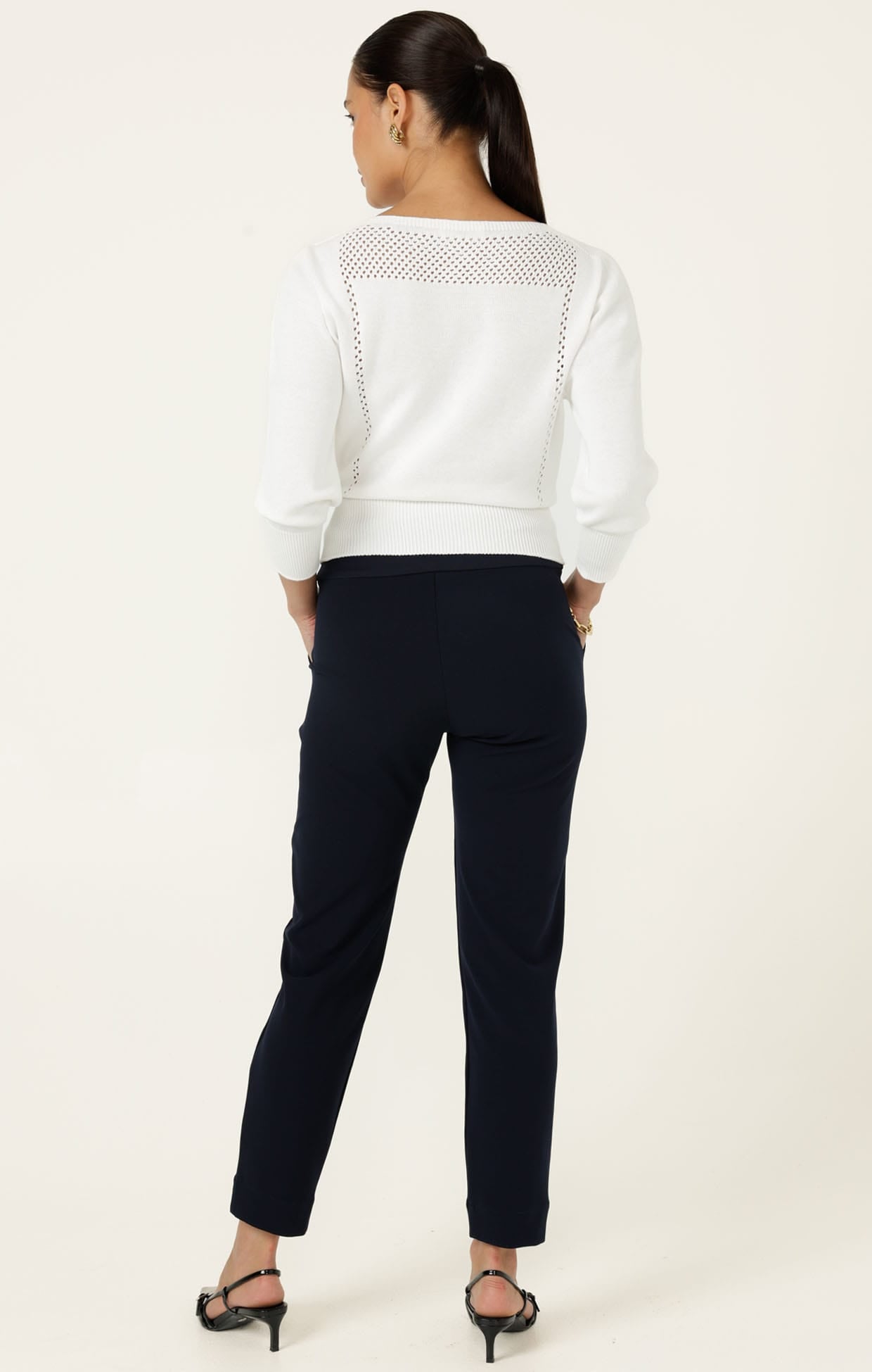 Knitwear CHLOE 3/4 SLEEVE KNIT TOP IN WHITE