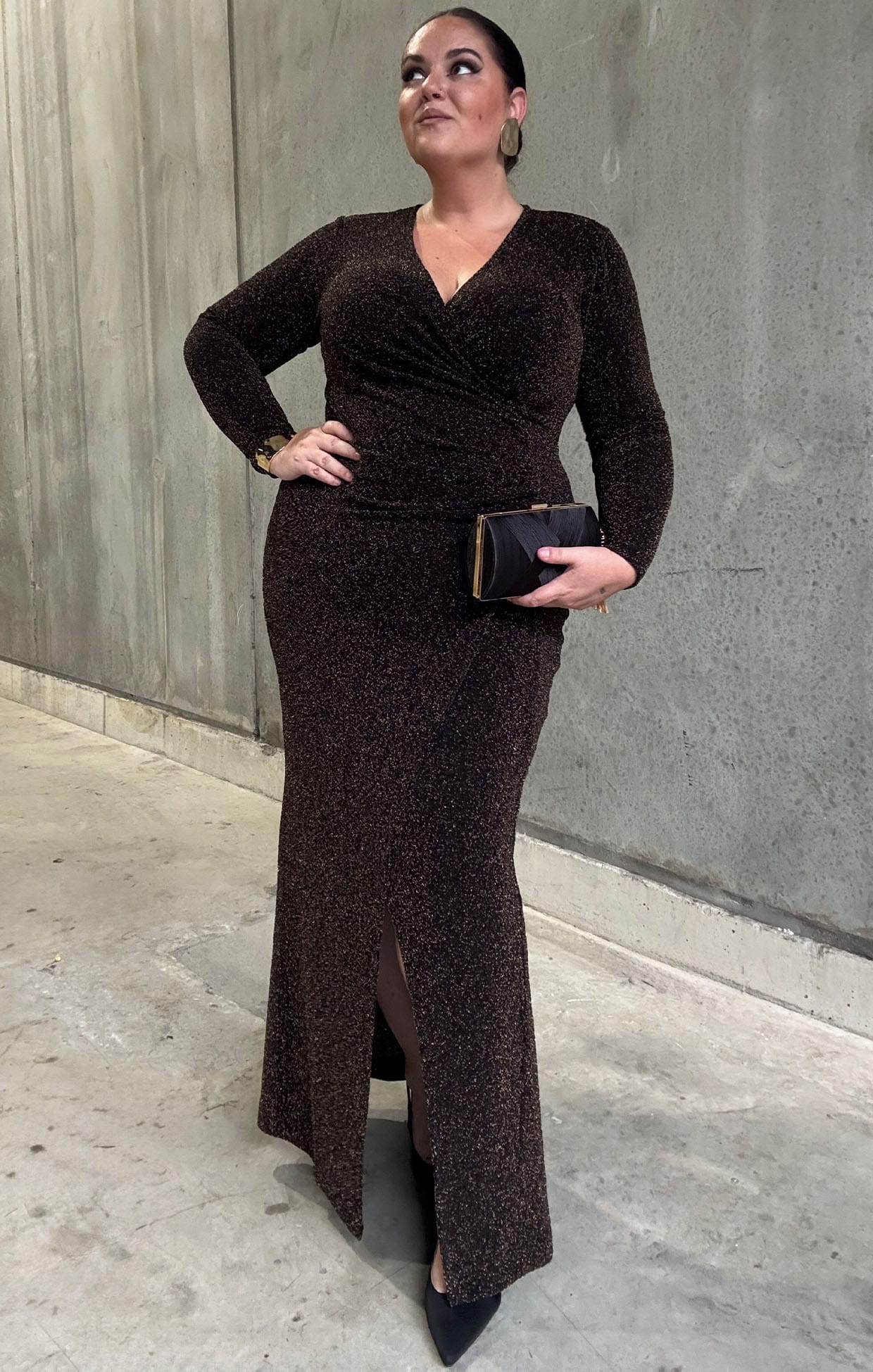 Dresses Events LENORA MAXI DRESS IN BLACK GOLD