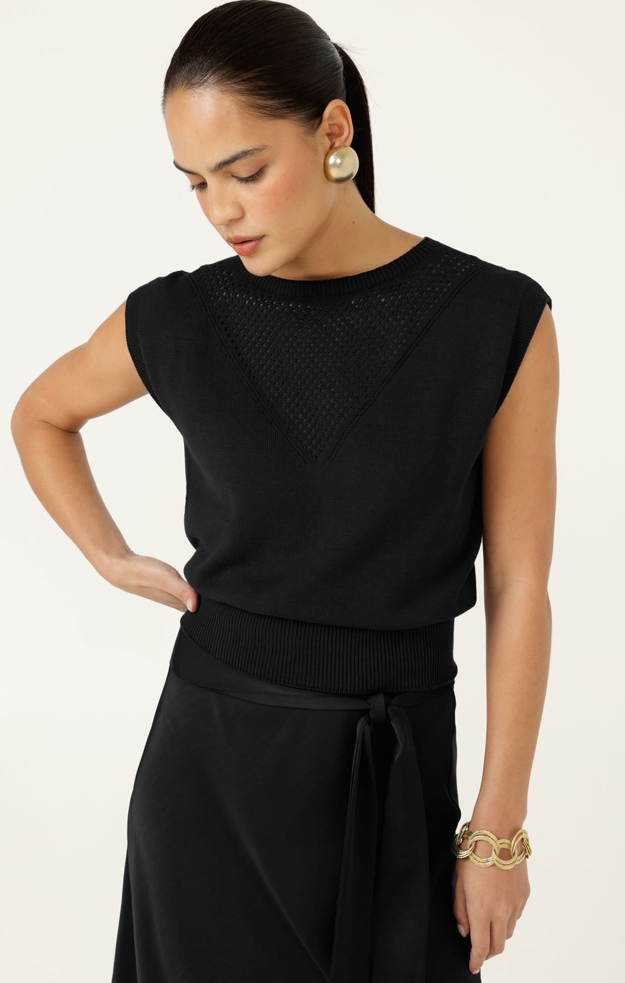 Knitwear CHLOE KNIT TOP IN BLACK