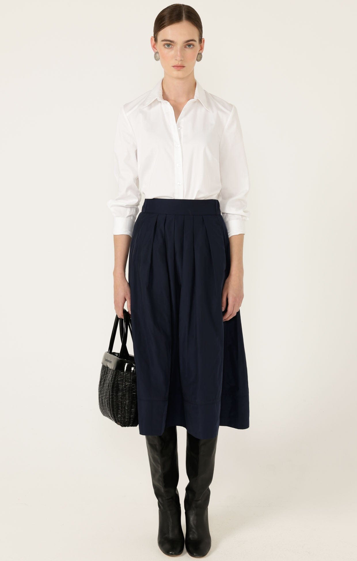 Skirts Multi Occasion PLEATED A-LINE SKIRT IN NAVY