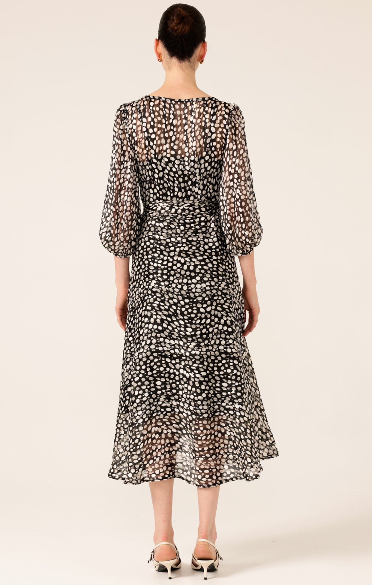 Dresses CLOUDLAND WRAP DRESS IN BLACK WHITE SPOT