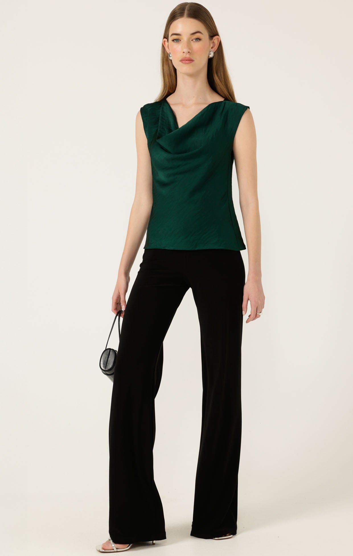 Tops Multi Occasion COWL BIAS TOP IN EMERALD