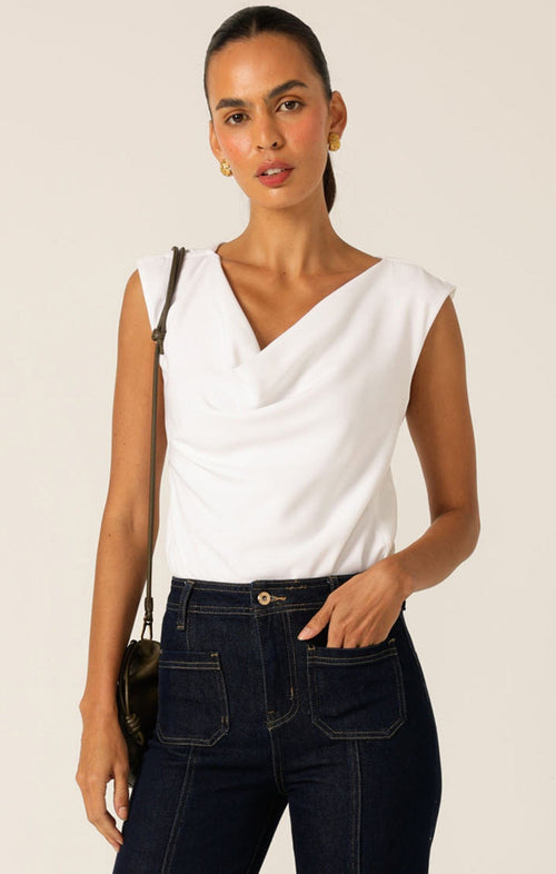 Tops COWL BIAS TOP IN WHITE