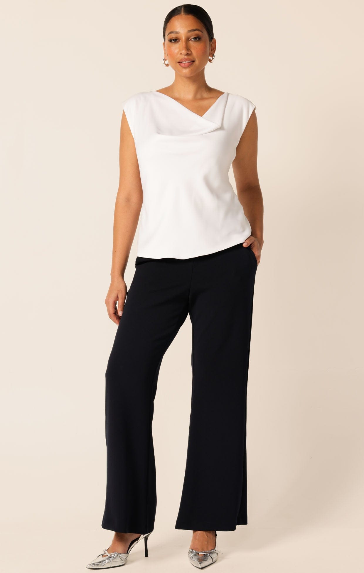 Tops COWL BIAS TOP IN IVORY