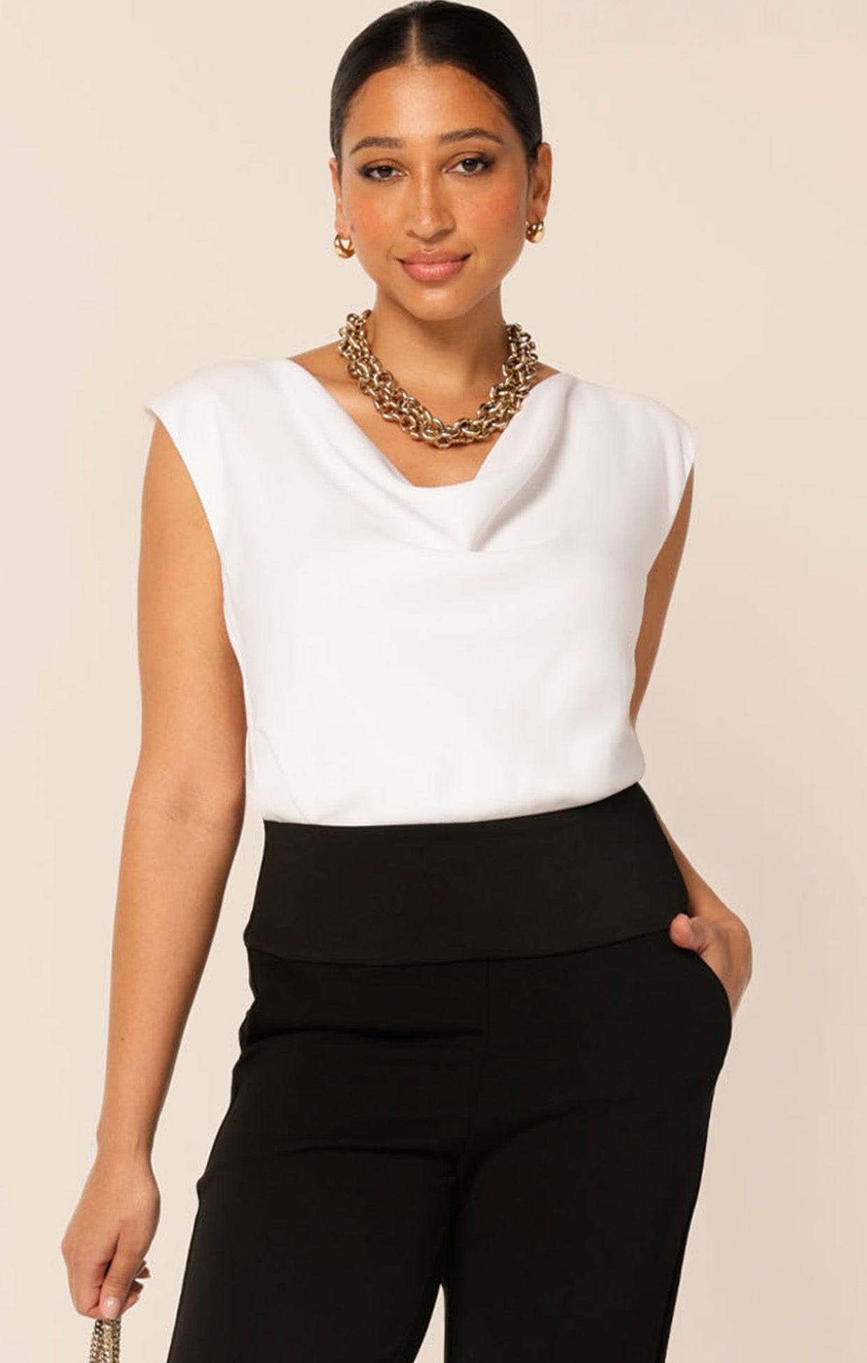 Tops COWL BIAS TOP IN WHITE