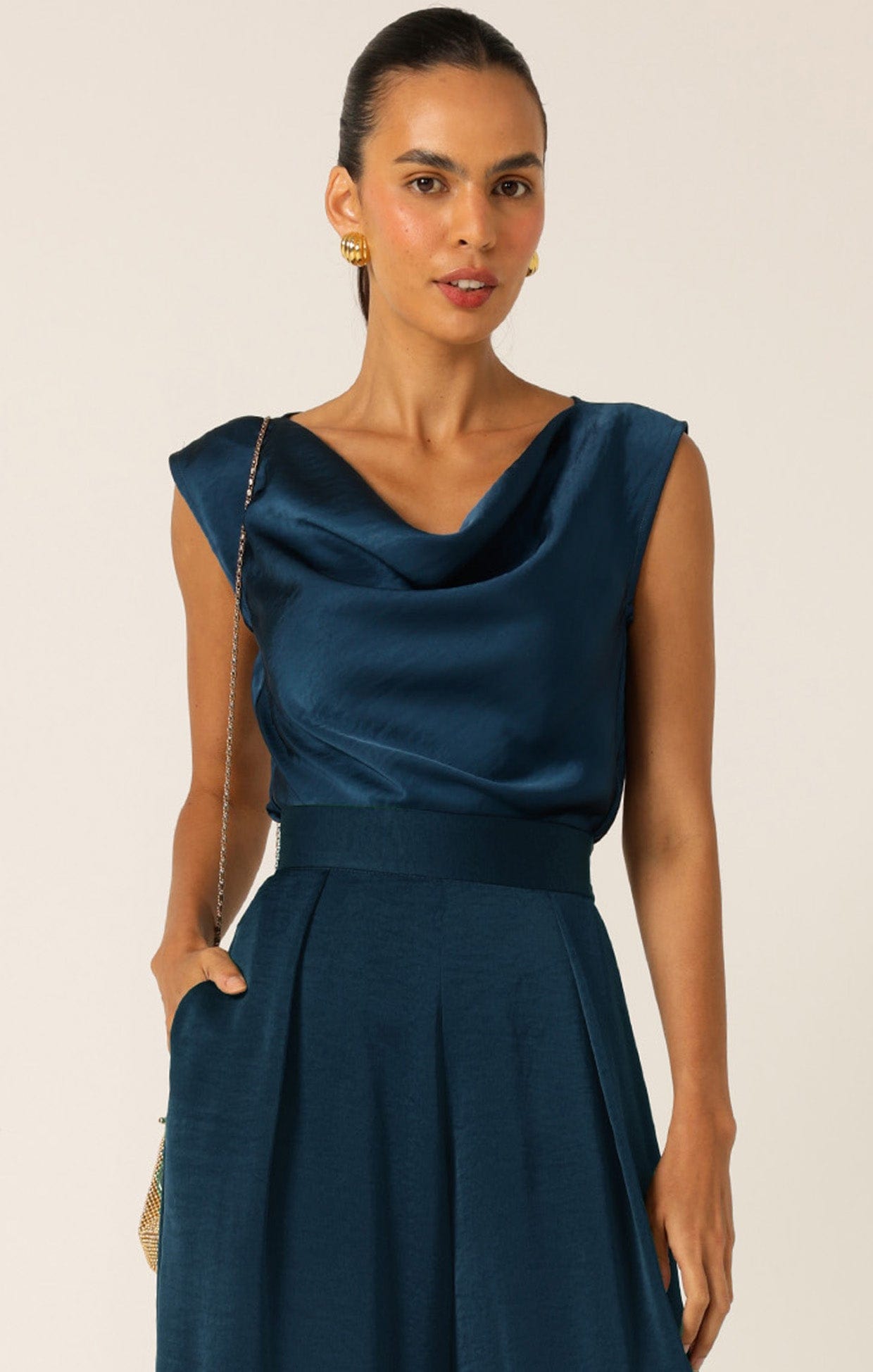 Tops Multi Occasion COWL BIAS TOP STEELE BLUE