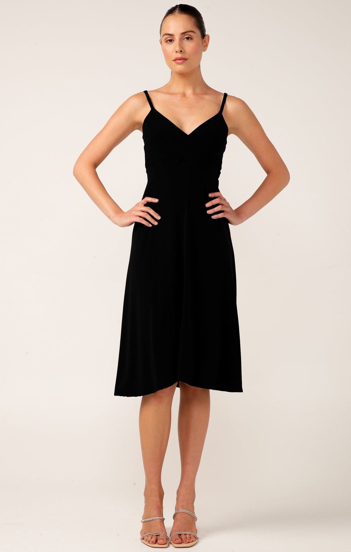 Dresses Multi Occasion CROSS OVER SLIP DRESS IN BLACK
