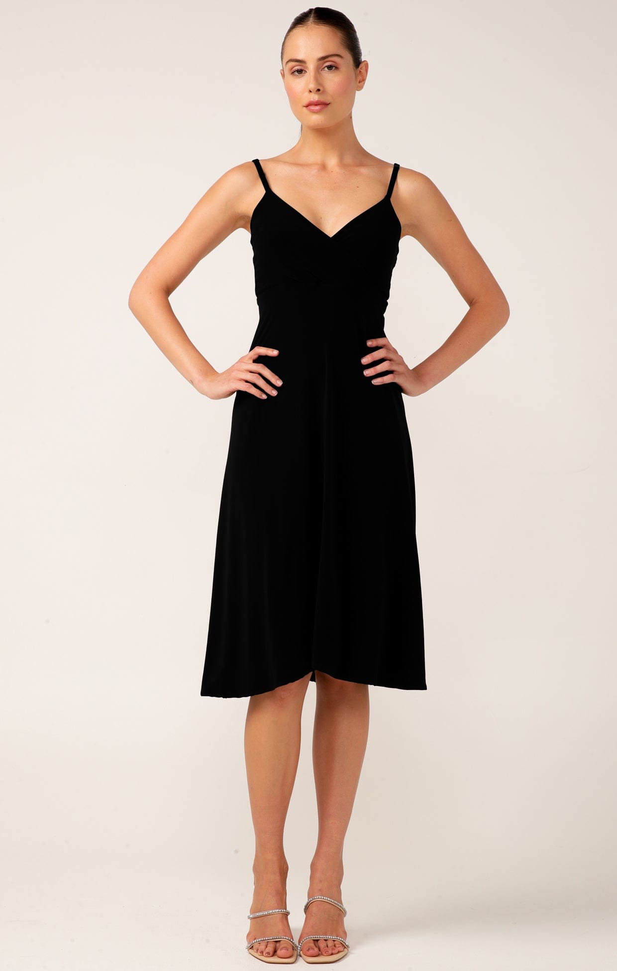 Dresses Multi Occasion CROSS OVER SLIP DRESS IN BLACK