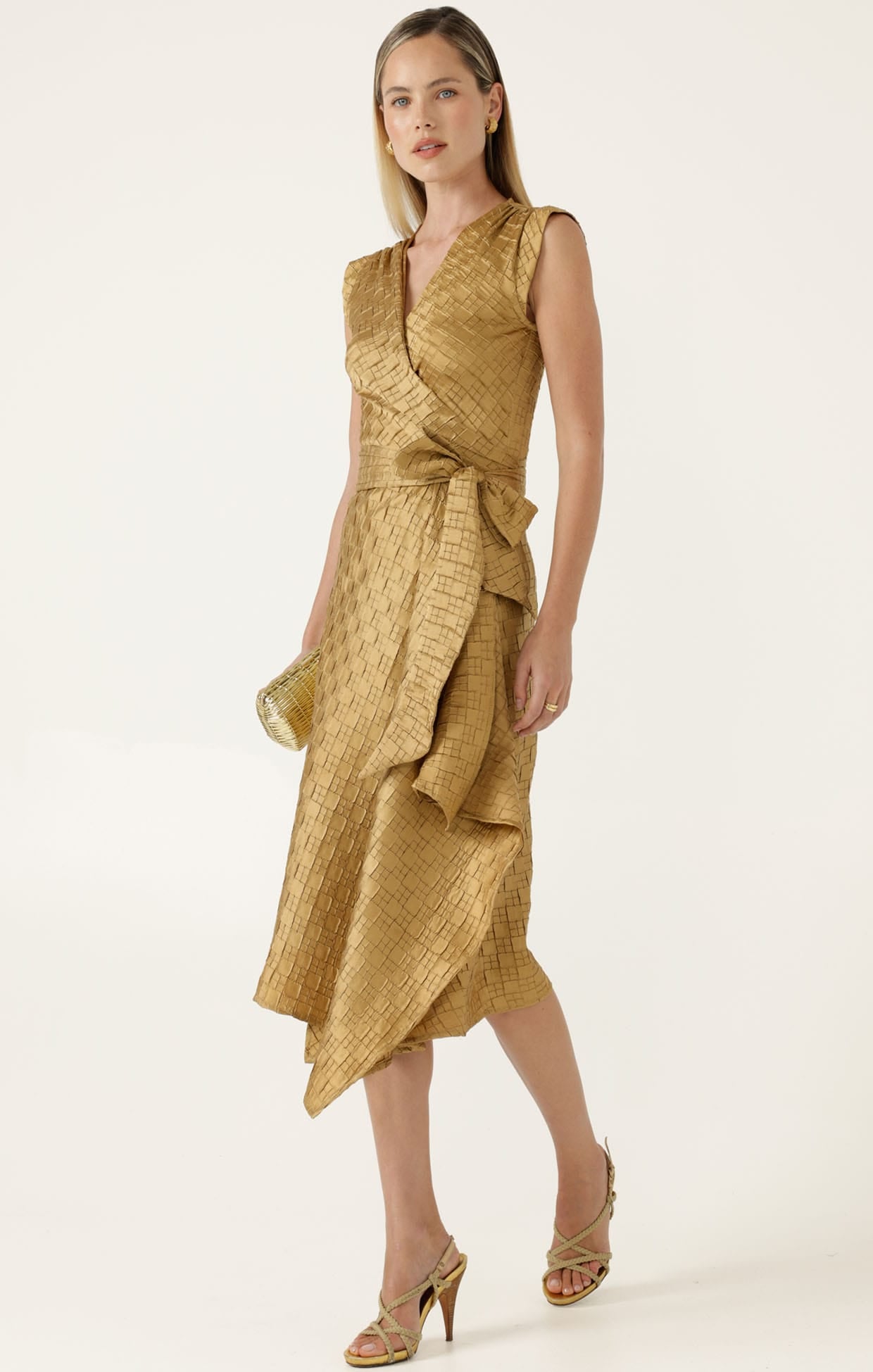 Dresses CROWN WRAP DRESS IN GOLD