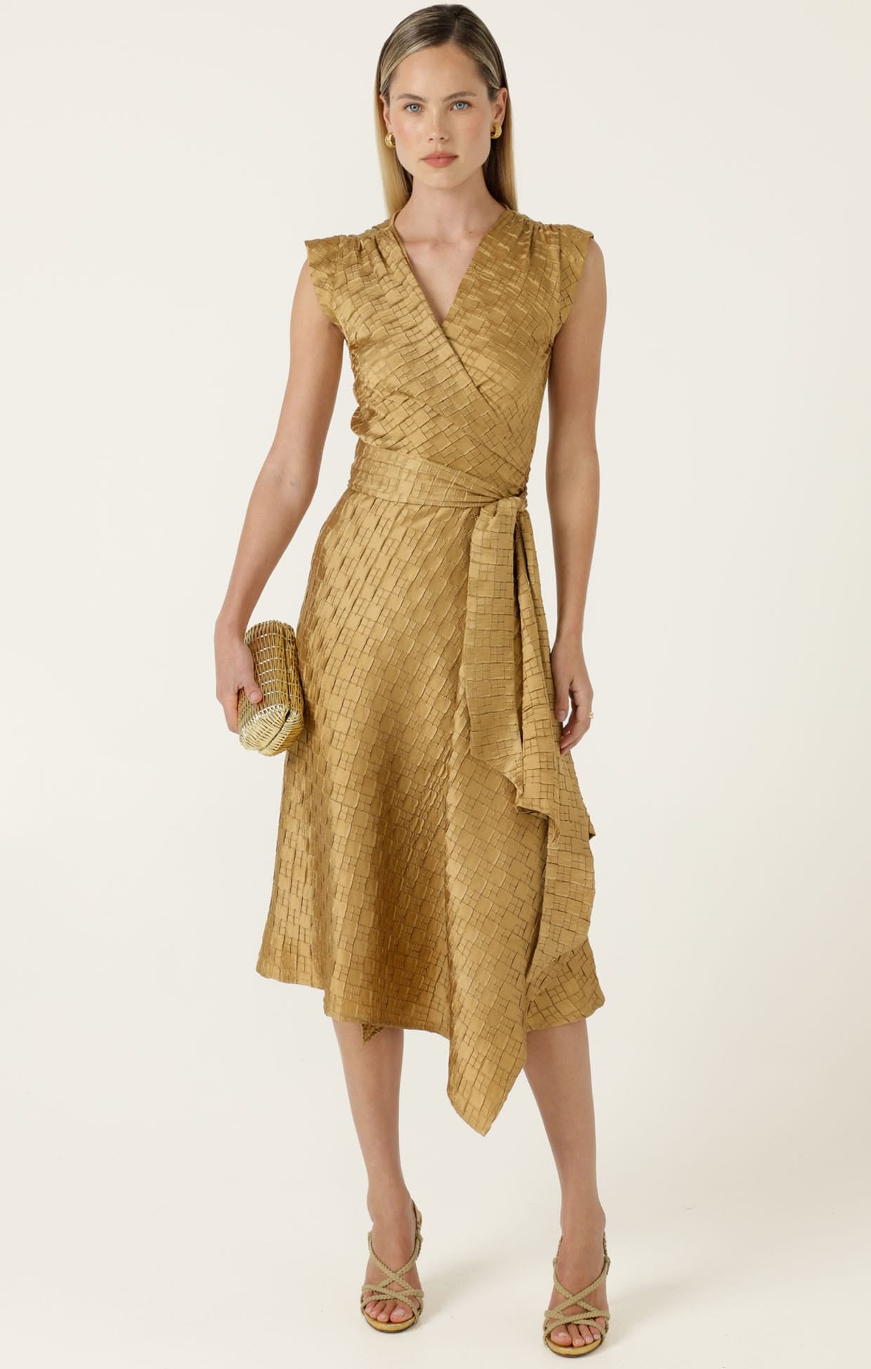 Dresses CROWN WRAP DRESS IN GOLD
