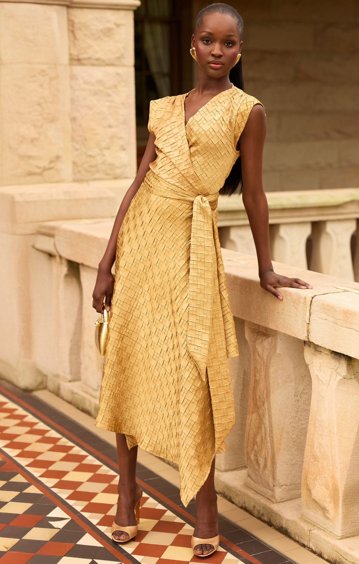 Dresses CROWN WRAP DRESS IN GOLD