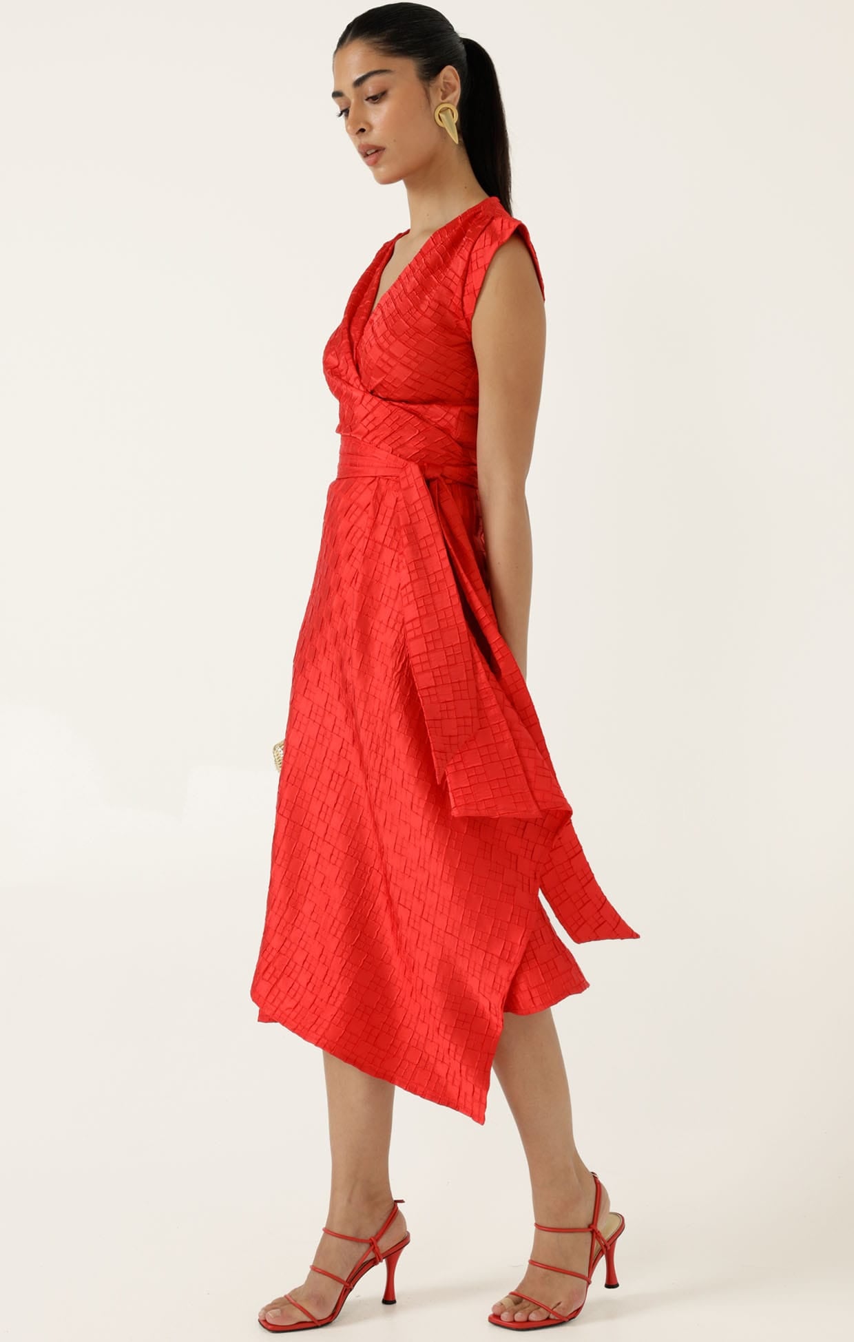 Dresses Events CROWN WRAP DRESS IN RED