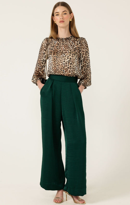 Pants LUXE PLEATED TROUSER IN EMERALD