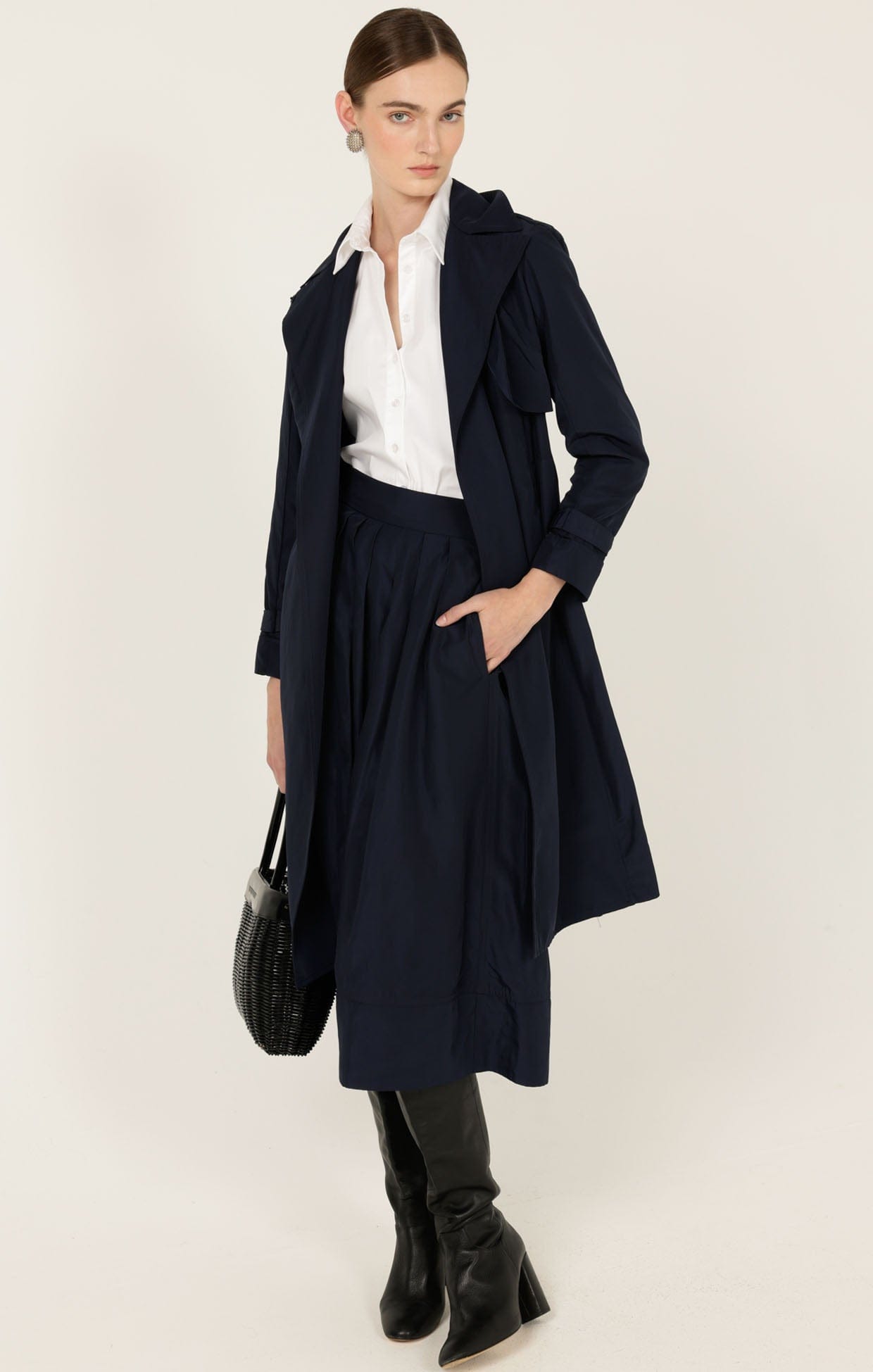 Skirts Multi Occasion PLEATED A-LINE SKIRT IN NAVY