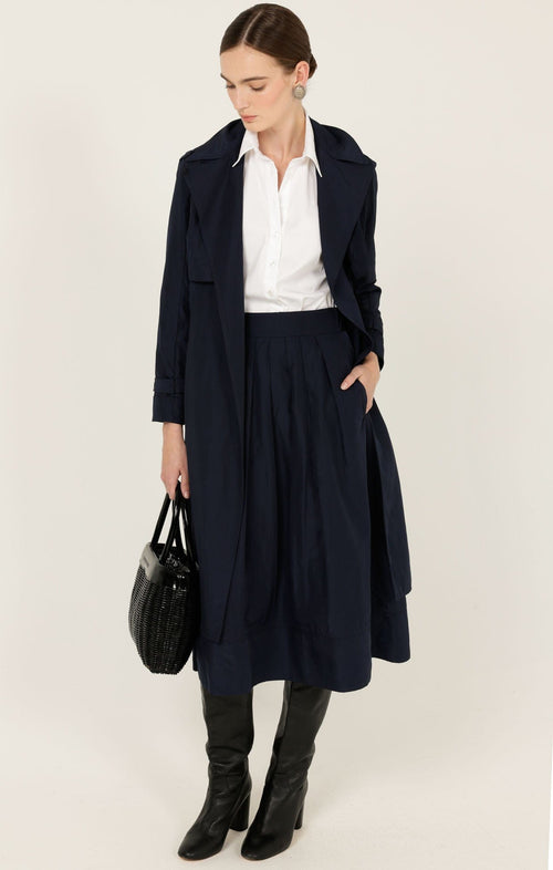 Skirts Multi Occasion PLEATED A-LINE SKIRT IN NAVY