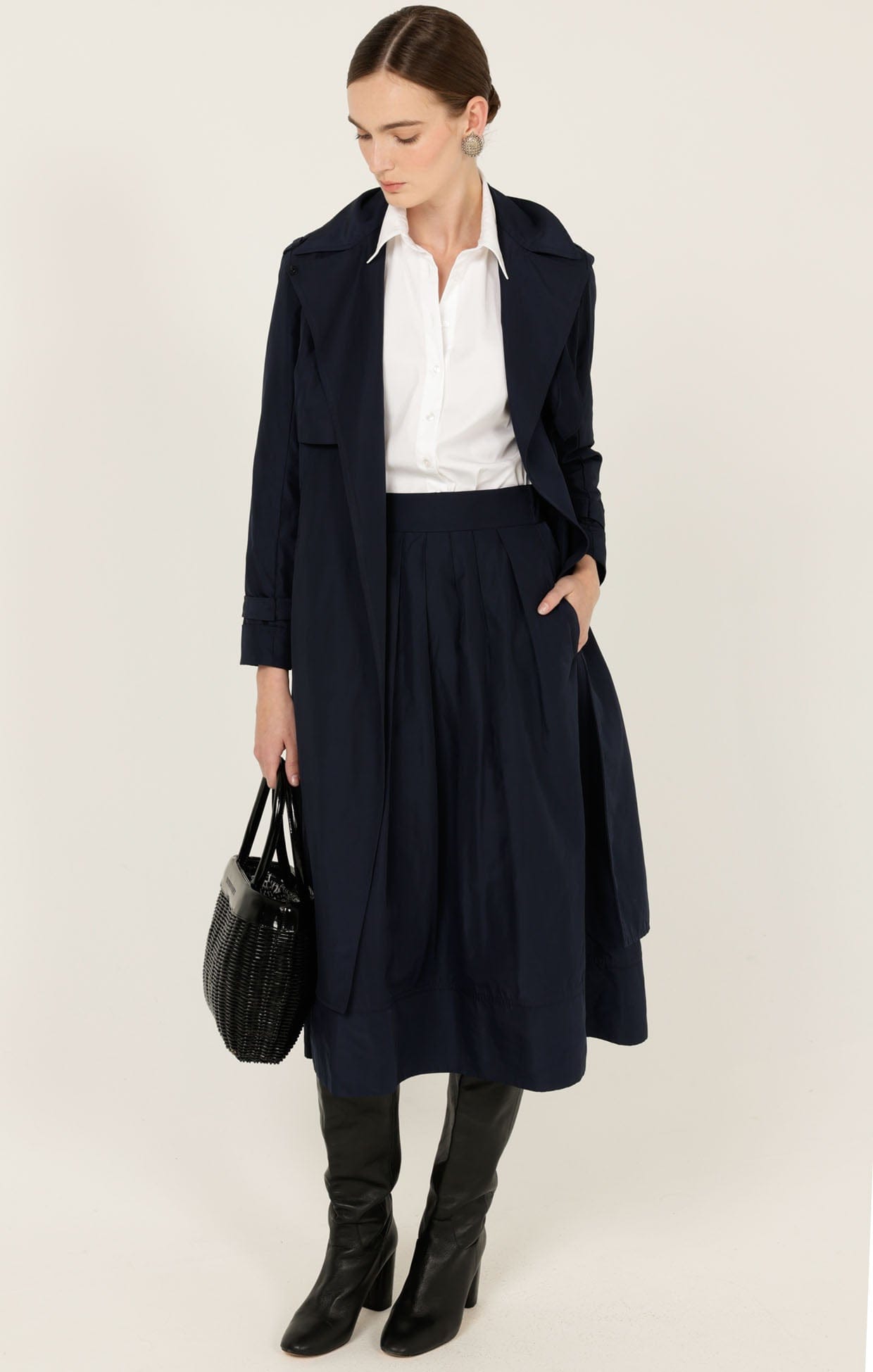 Skirts Multi Occasion PLEATED A-LINE SKIRT IN NAVY