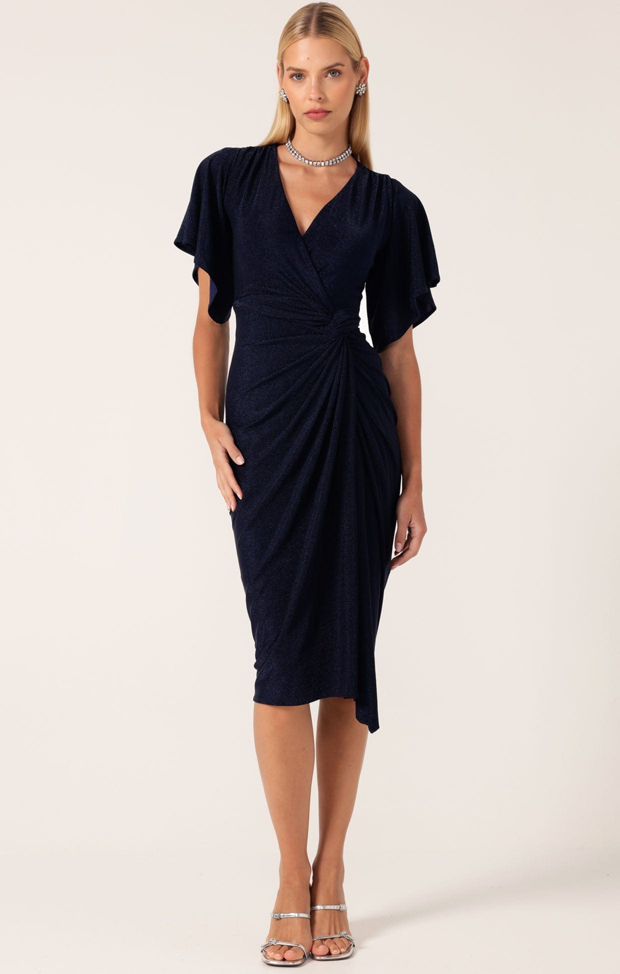 Emporium Events Dress in Navy | Fluted Cap Sleeve Dress Emporium Events Dress in Navy | Fluted Cap Sleeve Dress